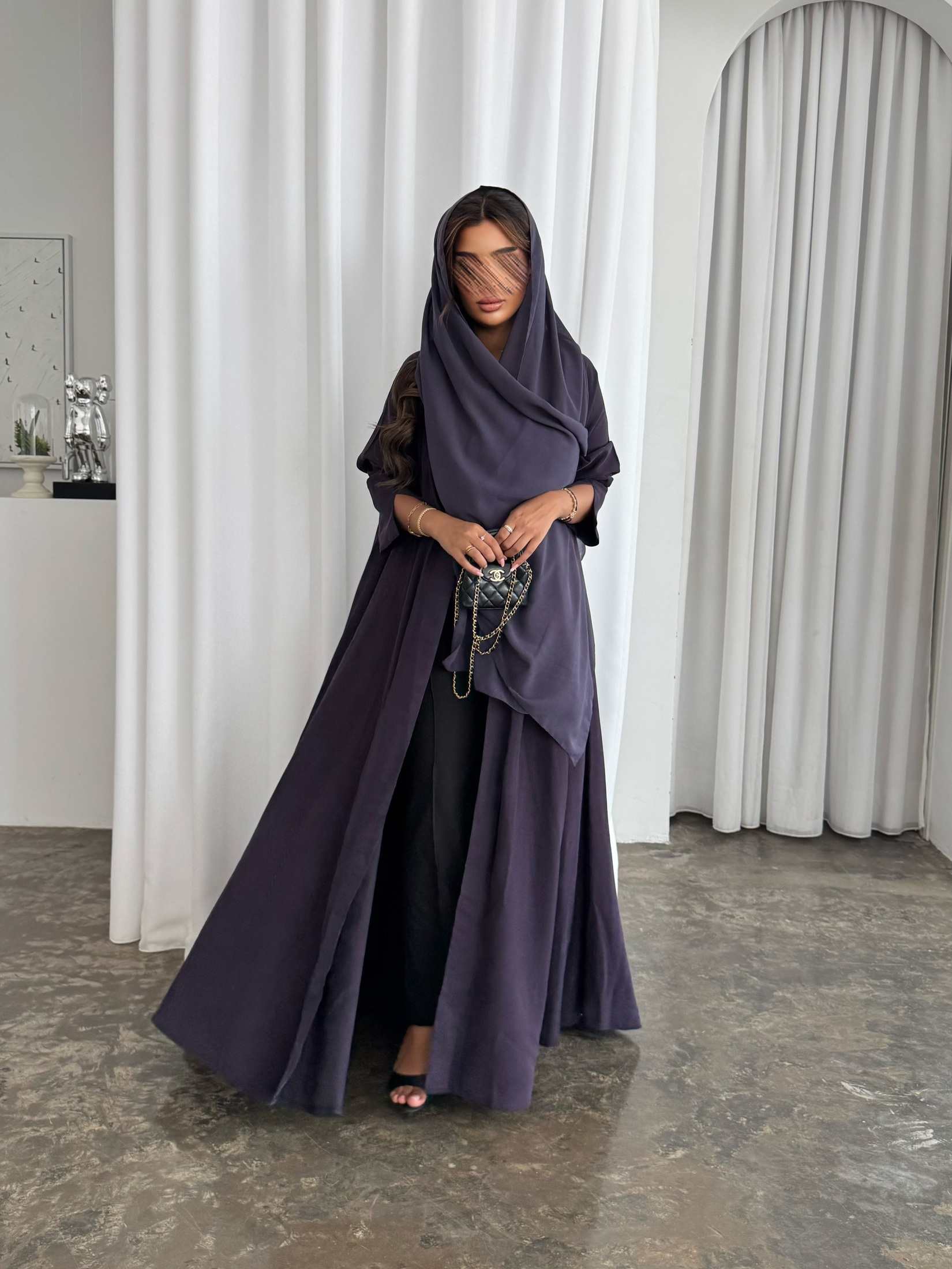MWT493 - عباية موف سادة - Aya