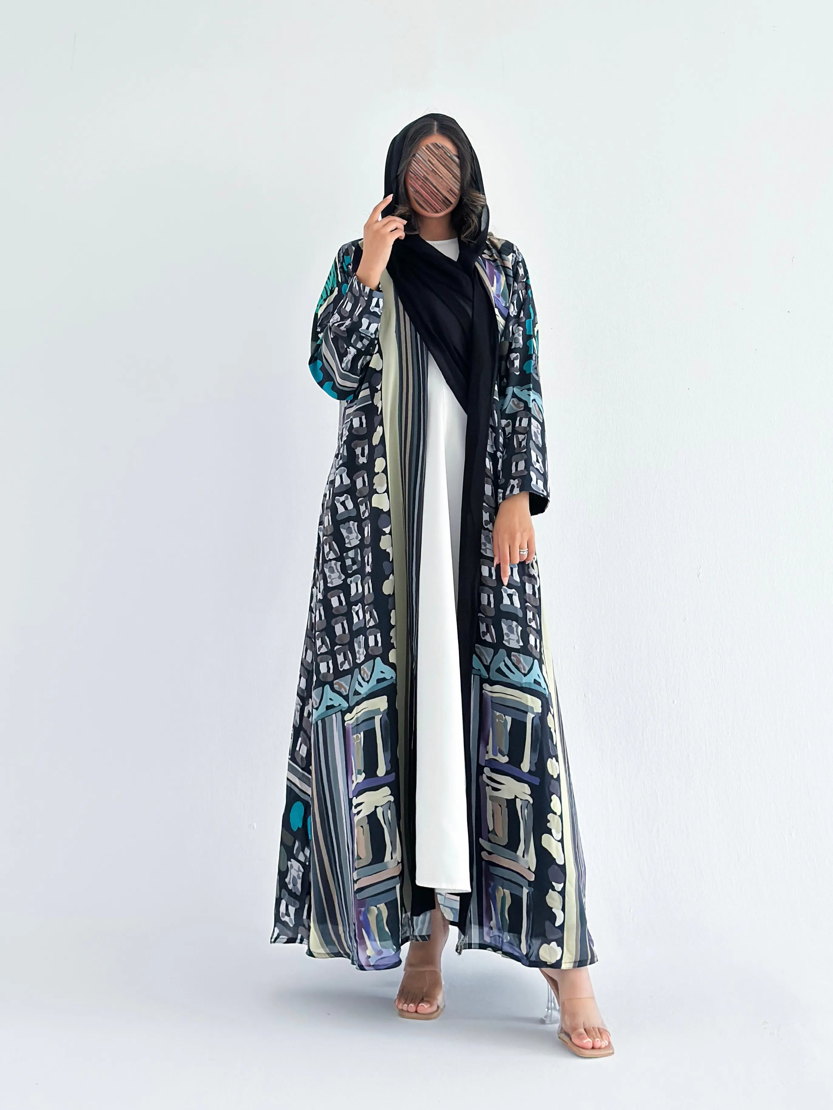 MWT1270 - عبايه طباعة دبل فيس