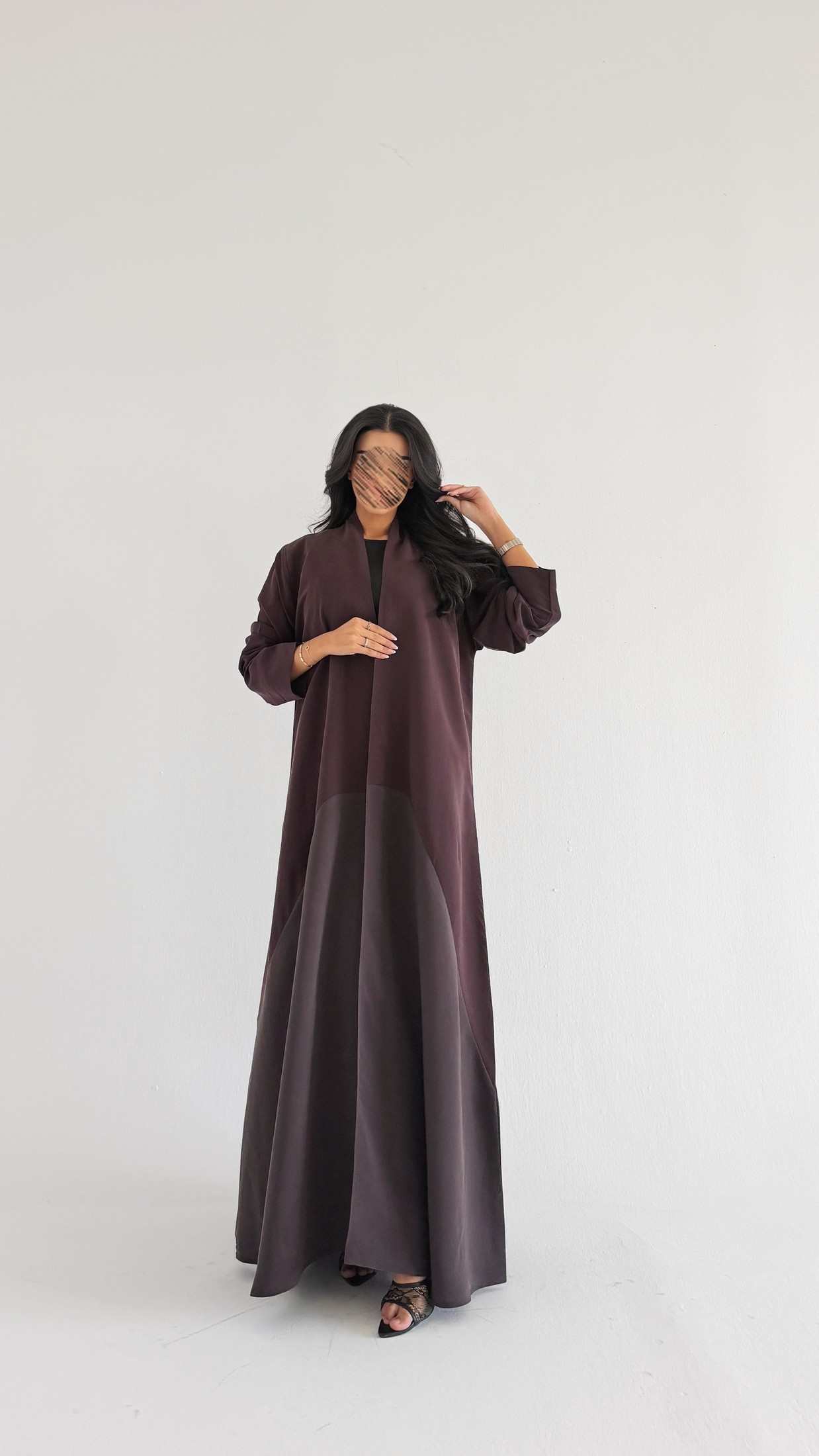 MWT2108 - عباية كريب مغسول مدموجة لونين