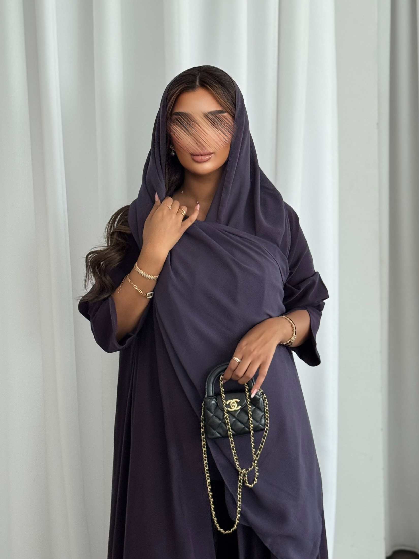 MWT493 - عباية موف سادة - Aya