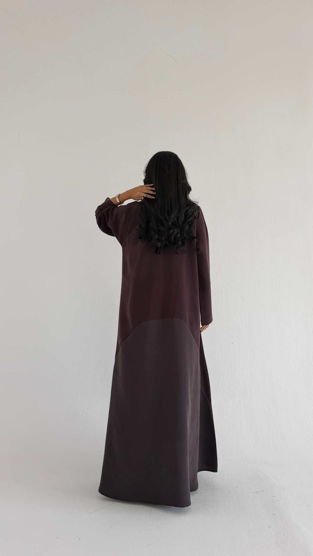 MWT2108 - عباية كريب مغسول مدموجة لونين