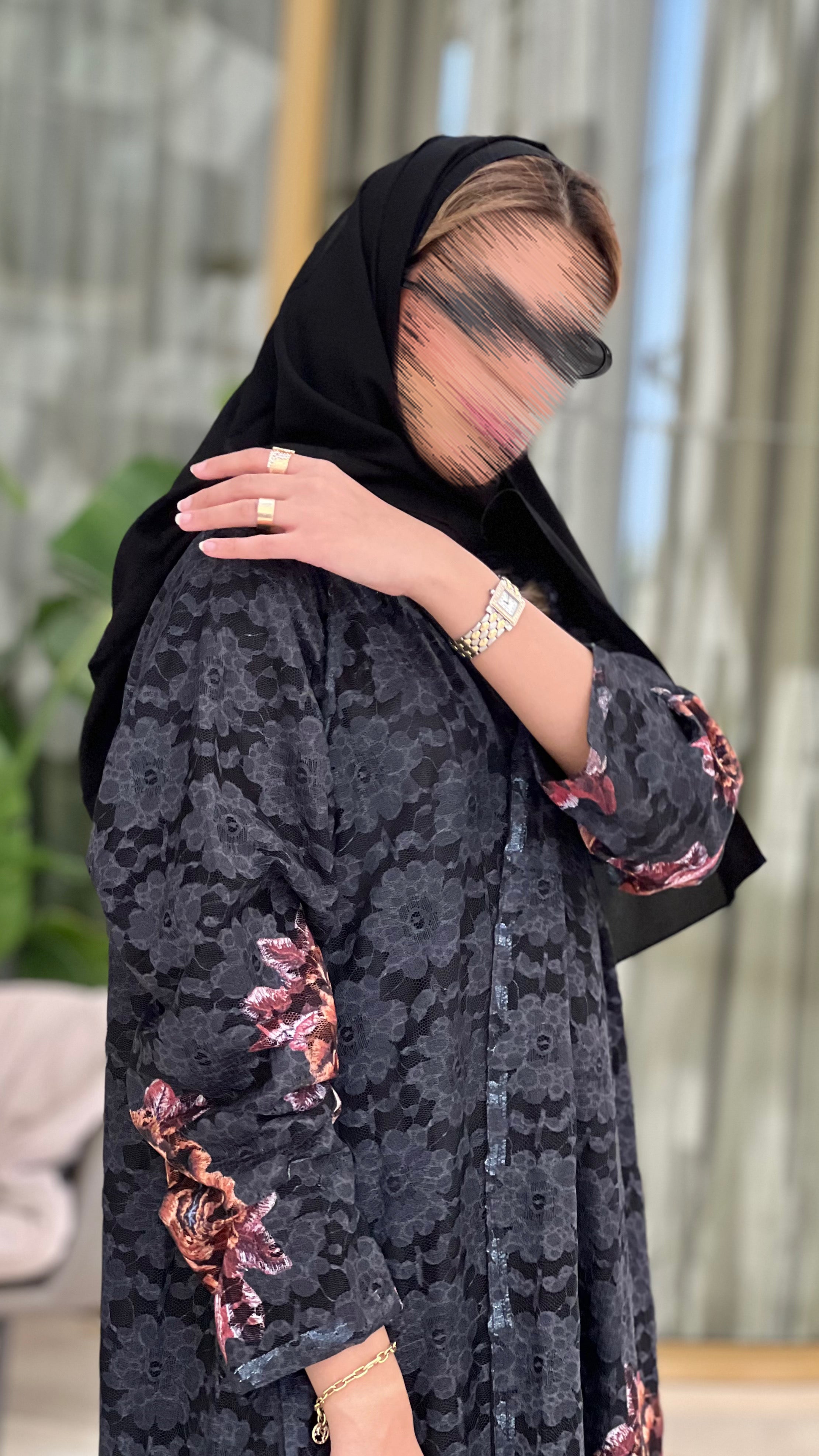 MWT486 - عباية دانتيل أسود - Aya
