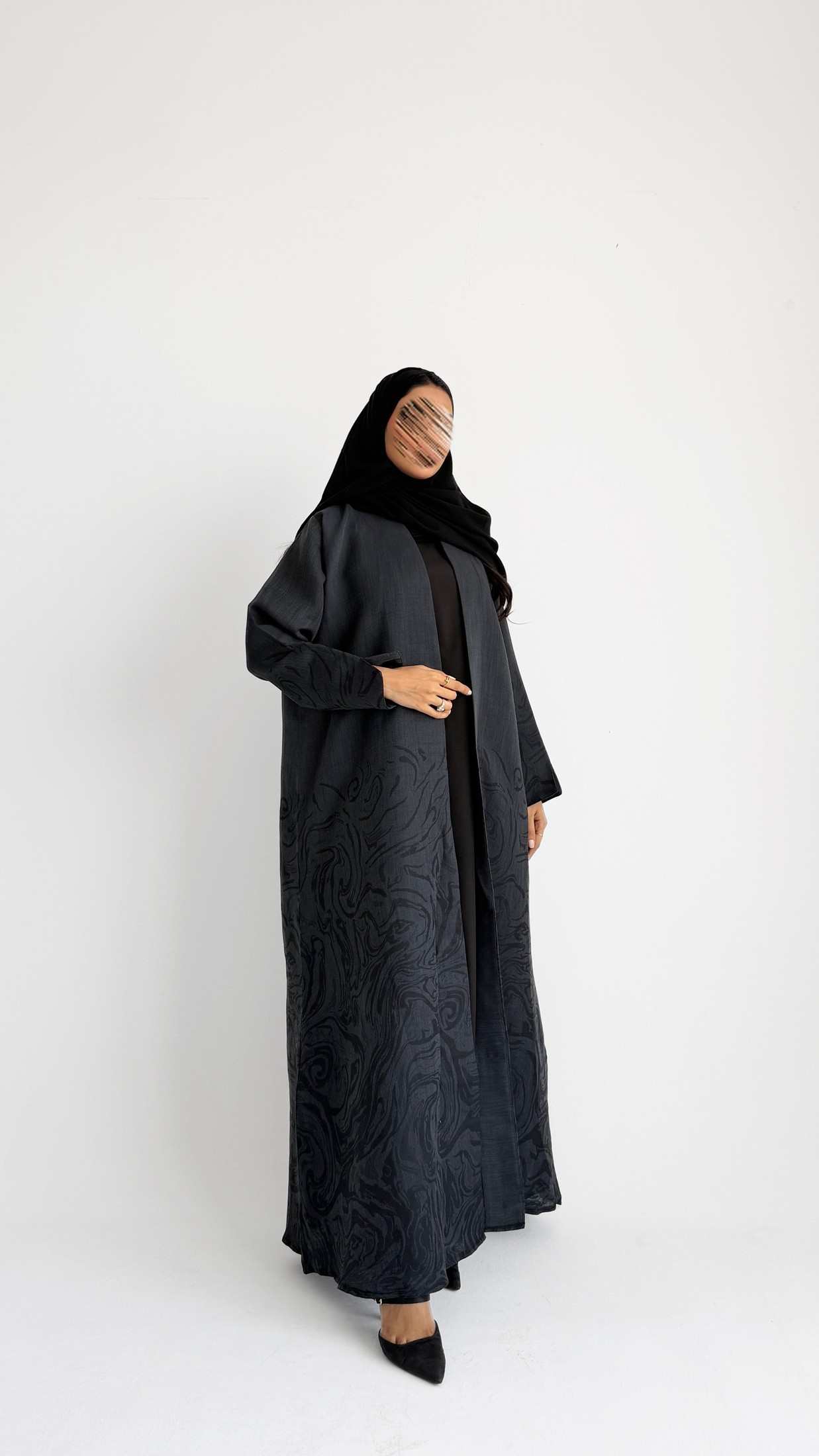 MWT1457 عباية لينن طباعة - Aya