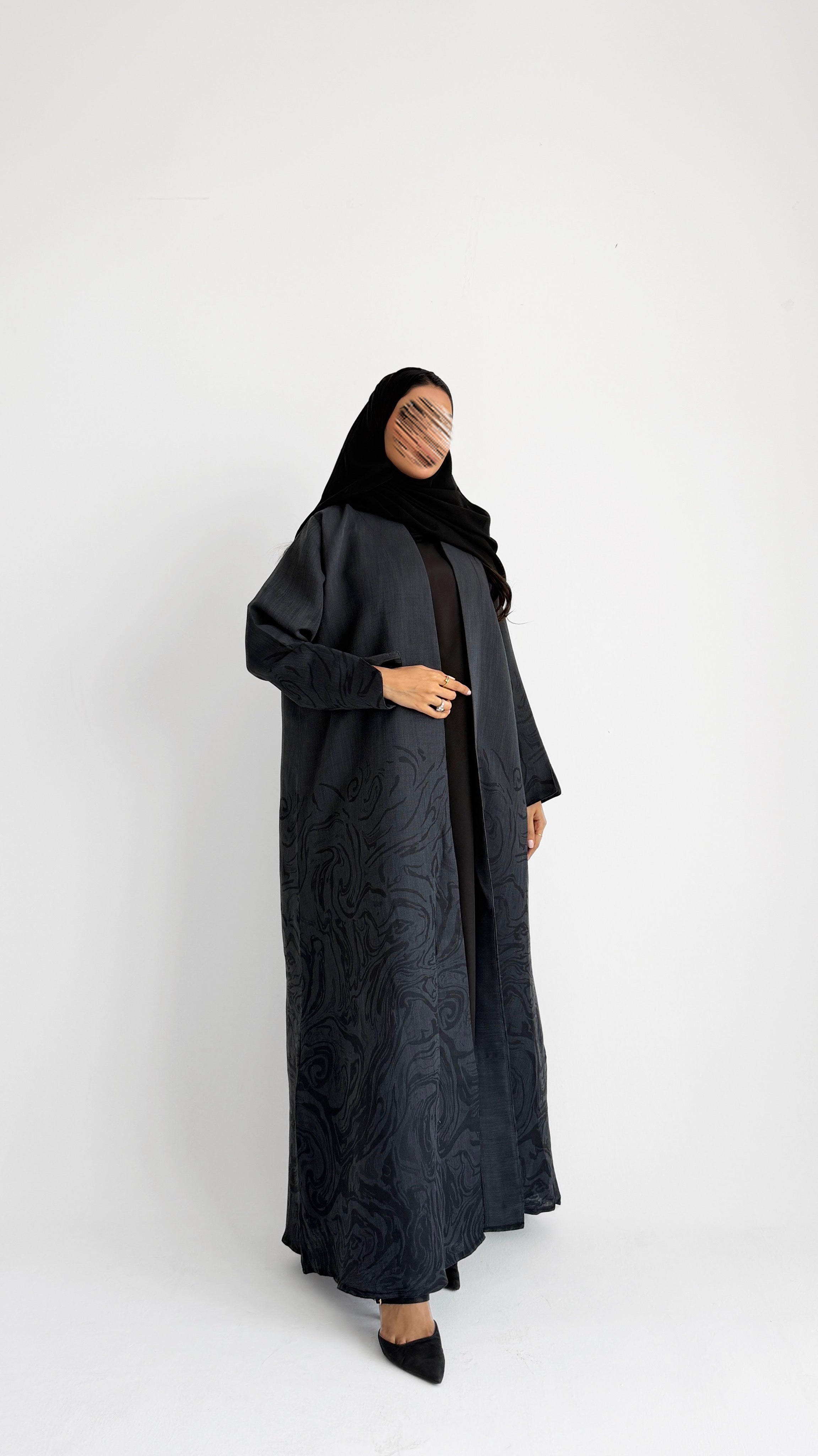MWT1457 عباية لينن طباعة - Aya