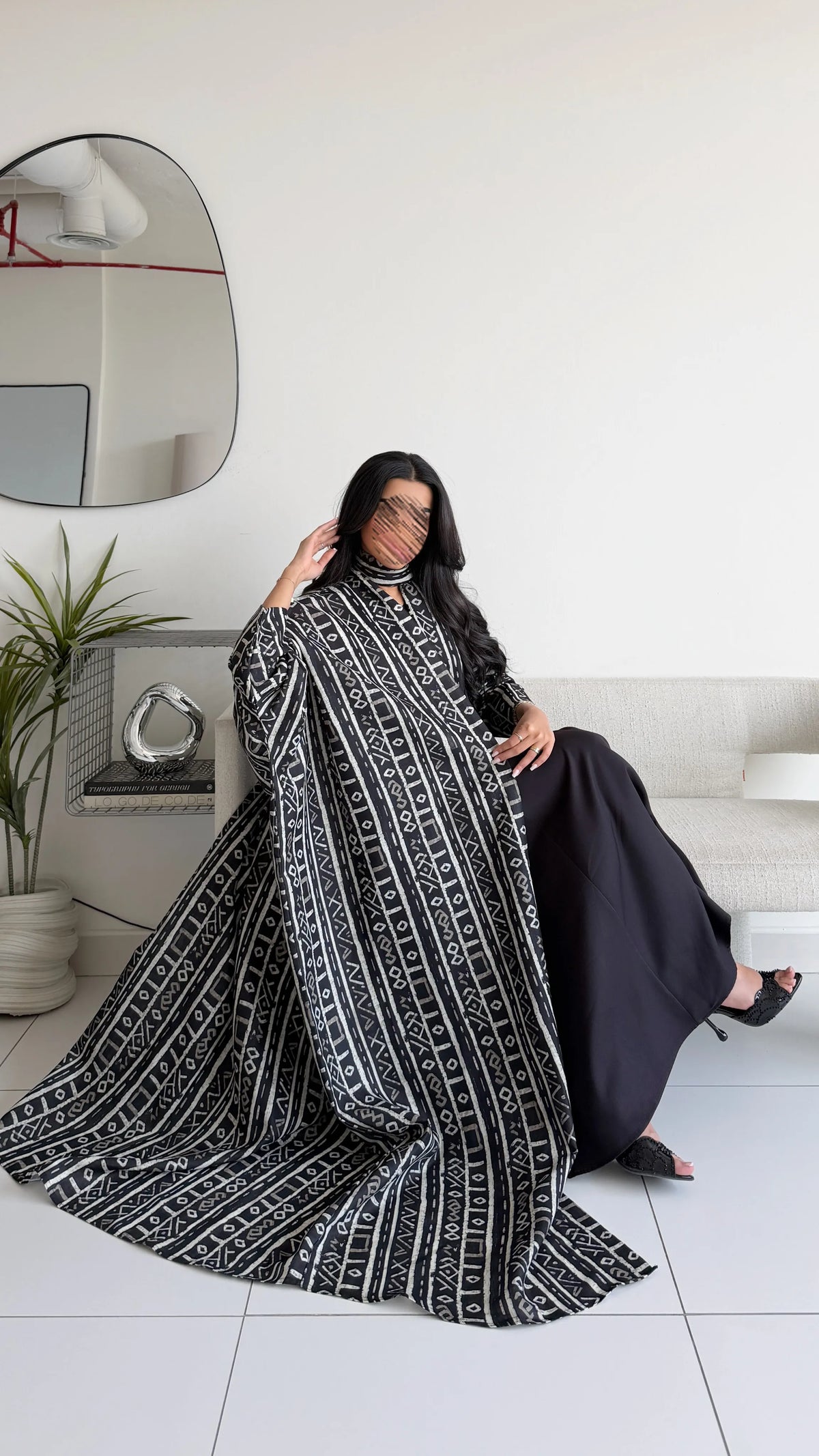 MWT1281 - عباية طباعة لينن