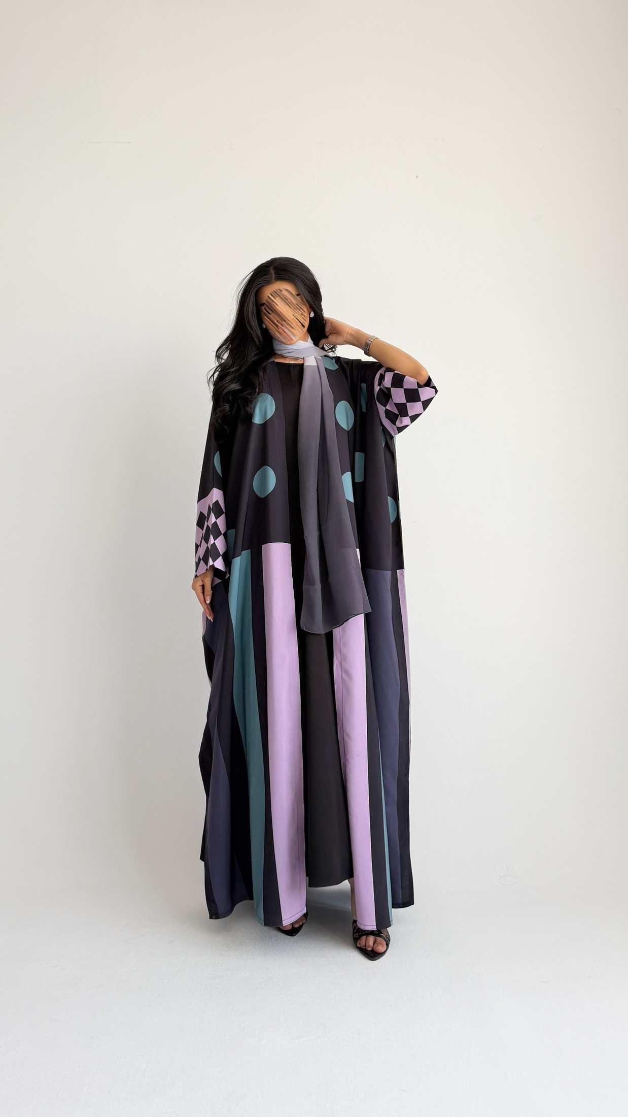 MWT2096 - Striped Printed Summer Abaya |  عباية صيفية طباعة - Aya