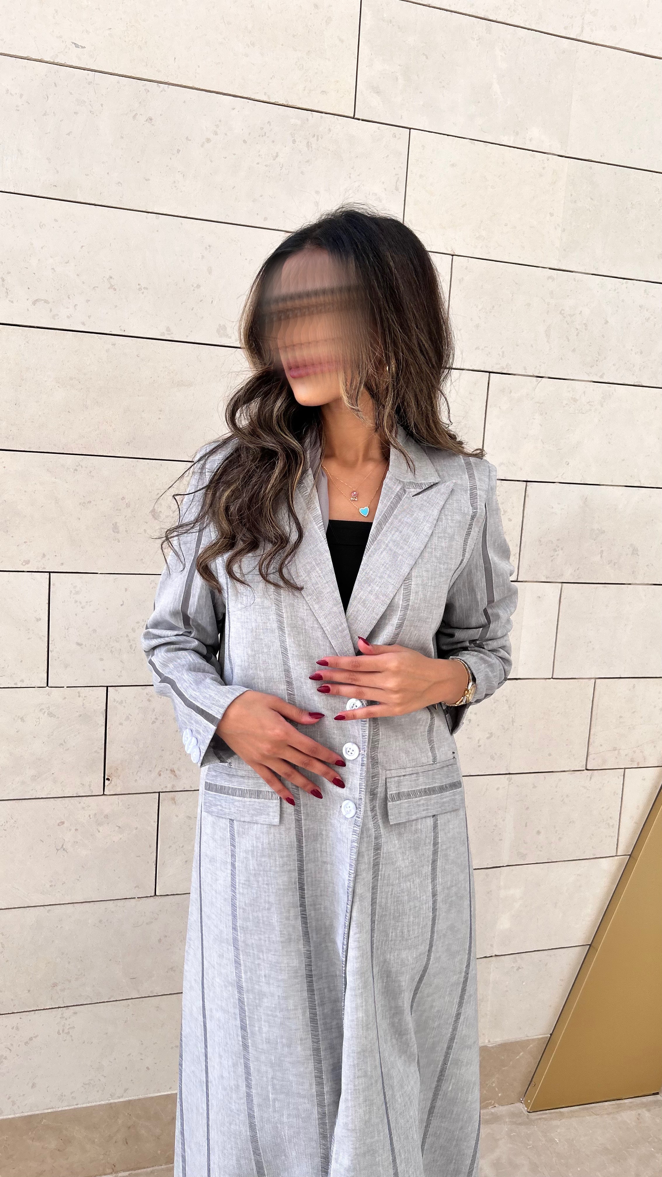 MWT646 - عباية لنن بليزر - Aya