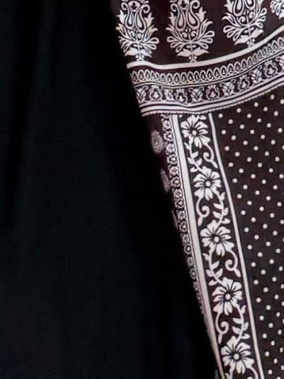 MWT5147 - عبايه كريب اسود مع شيفون مبطن - Aya