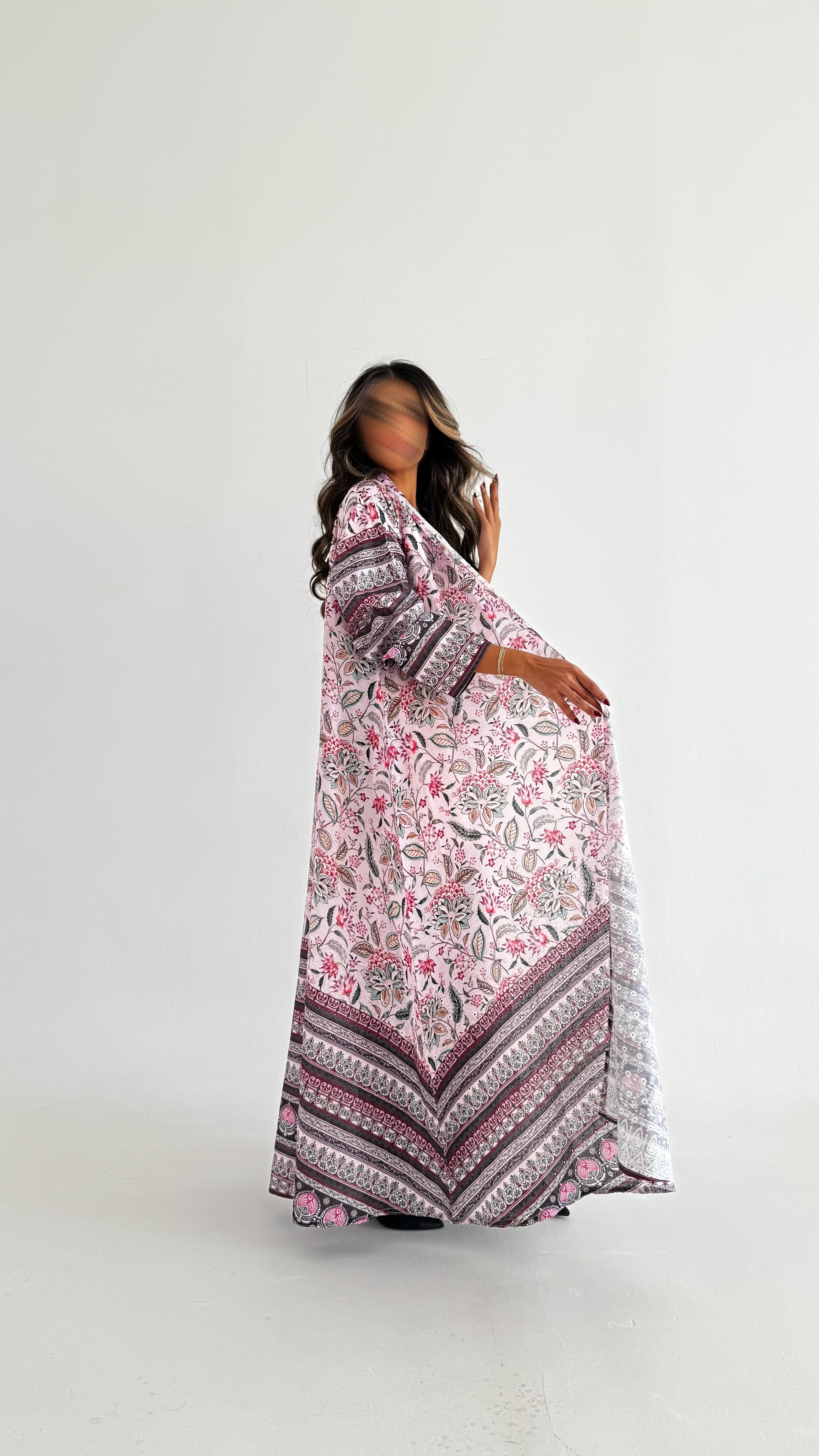 MWT524 - عباية ركامة زهريه مشجر - Aya