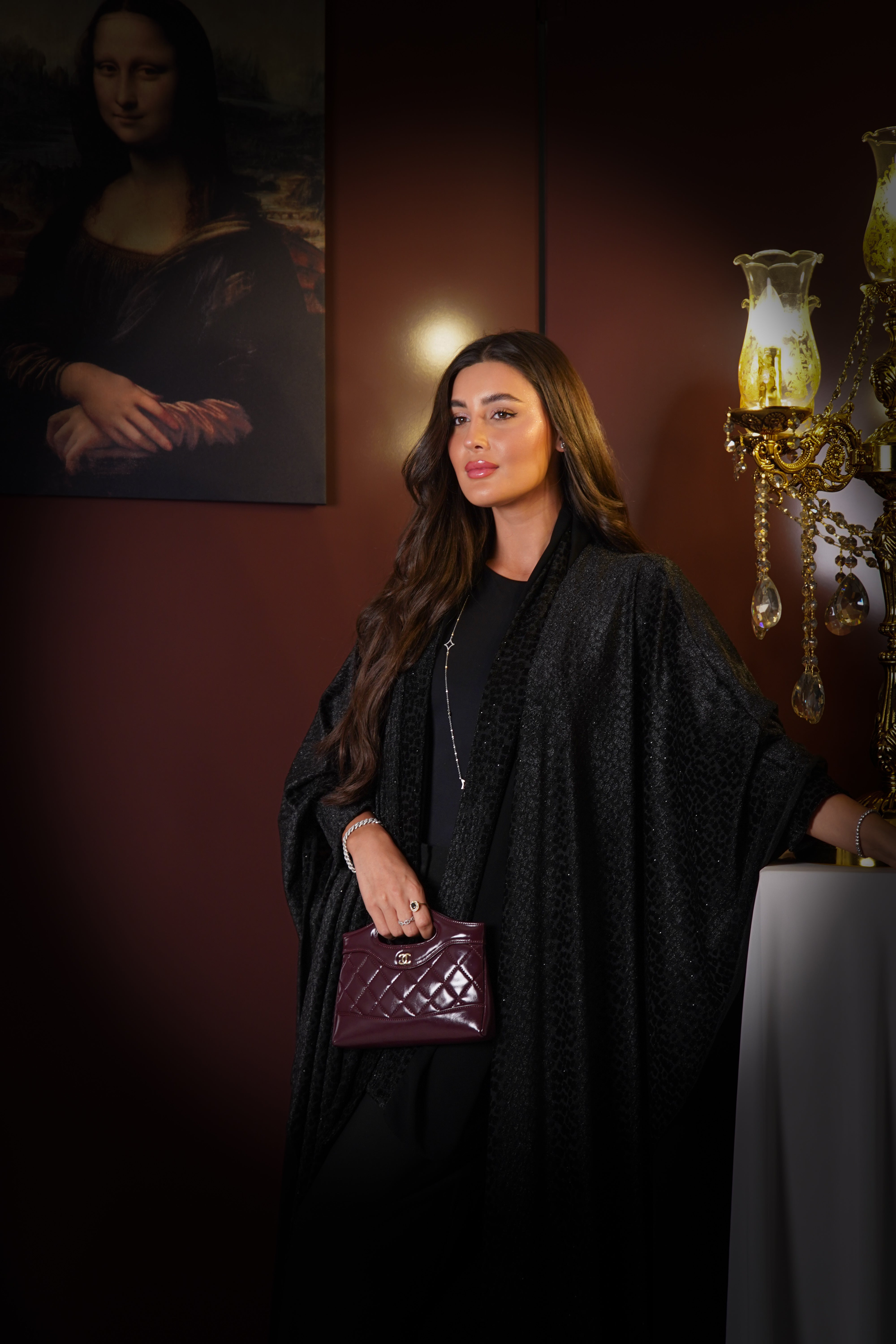 MWT828 - عباية مخمل شيفون لامعة|Gleaming Velvet Chiffon Abaya - Aya