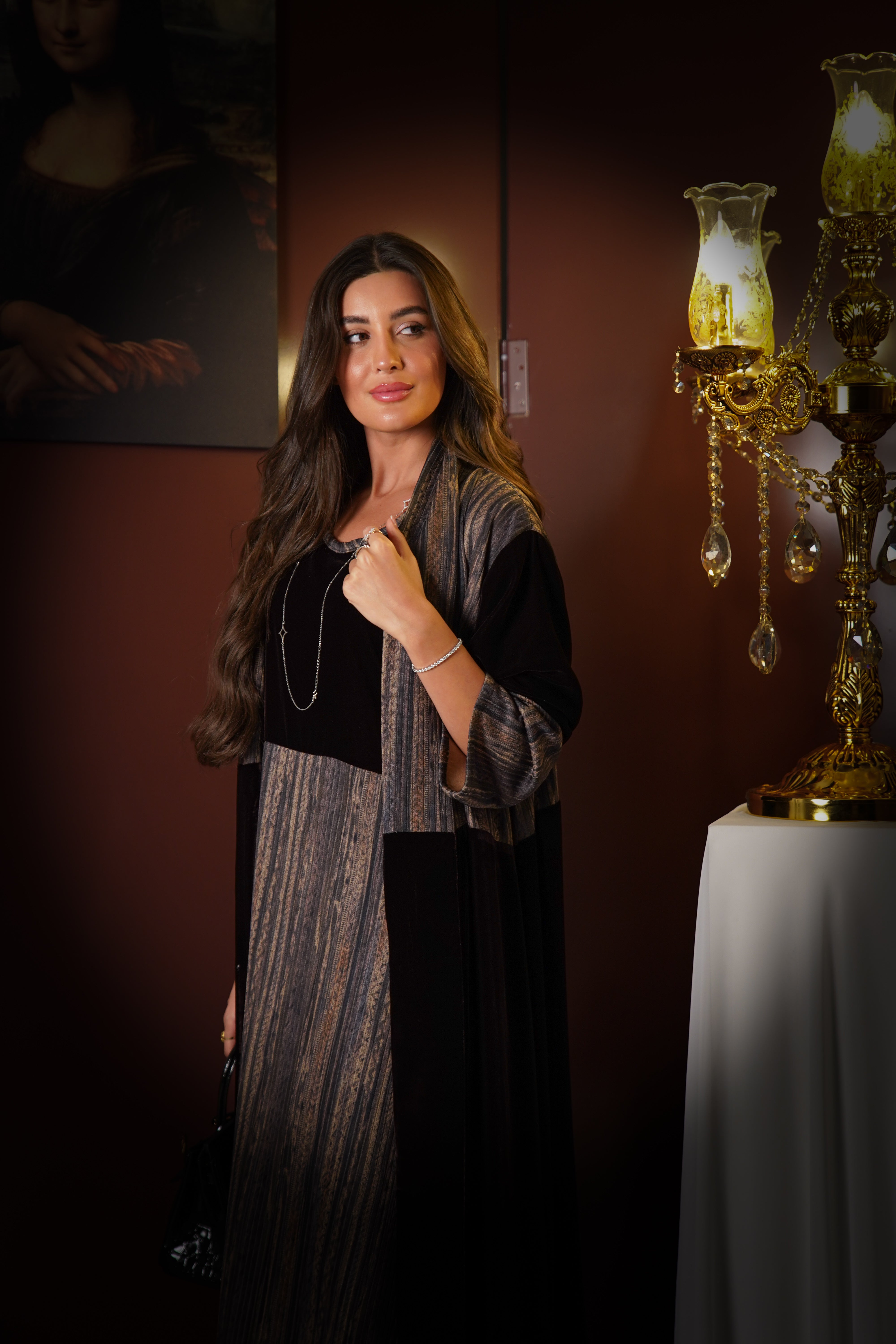 MW645 - Light Crepe Standing with Jacquard Half-Cloche