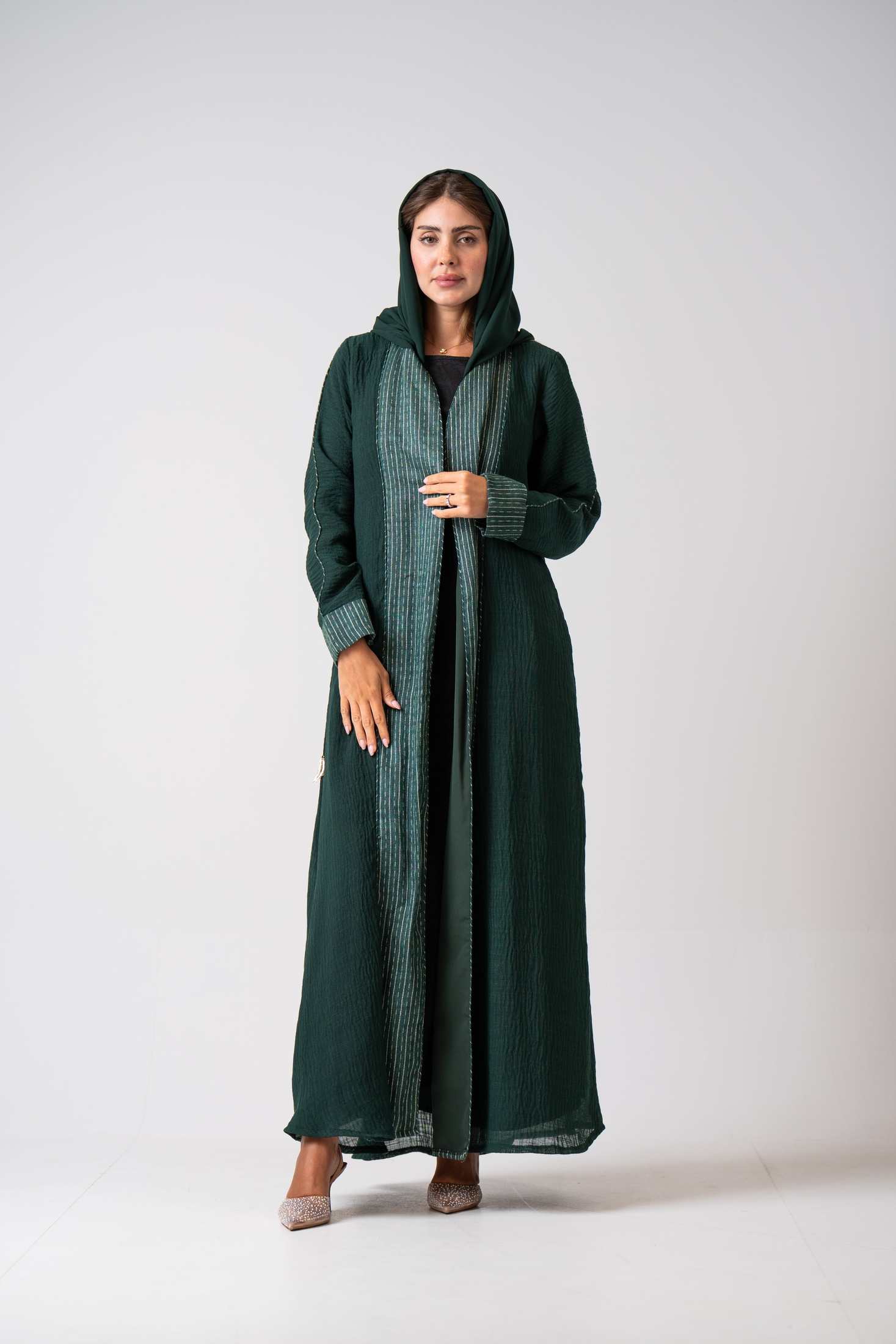 MWT4357 - عباية لينن خضراء - Aya