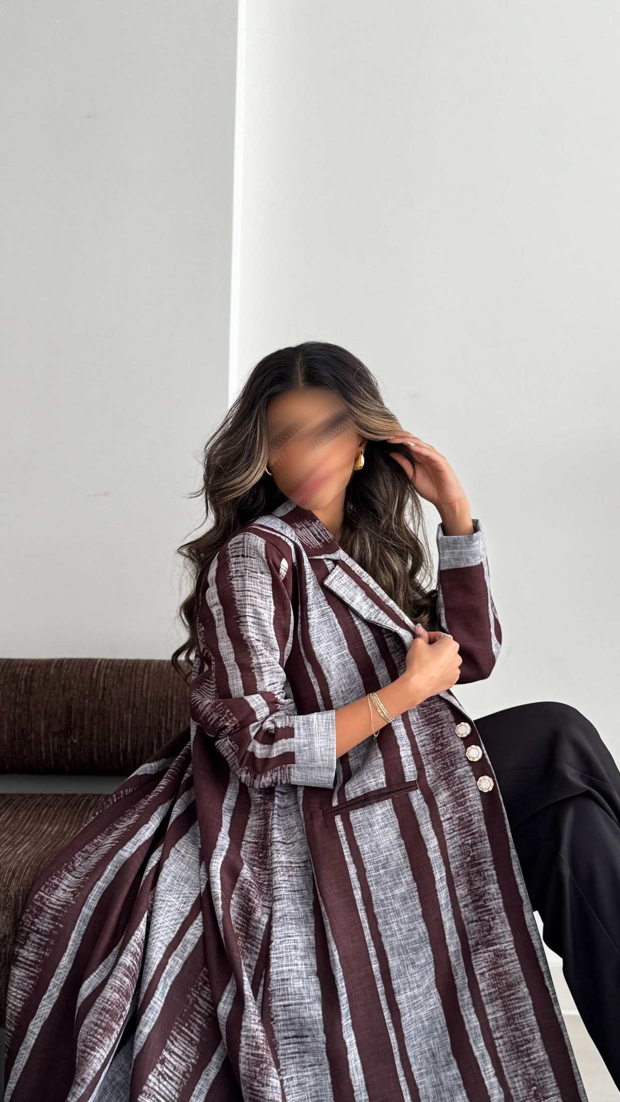MWT832 - عباية بليزر طباعة | Printed Blazer Abaya - Aya