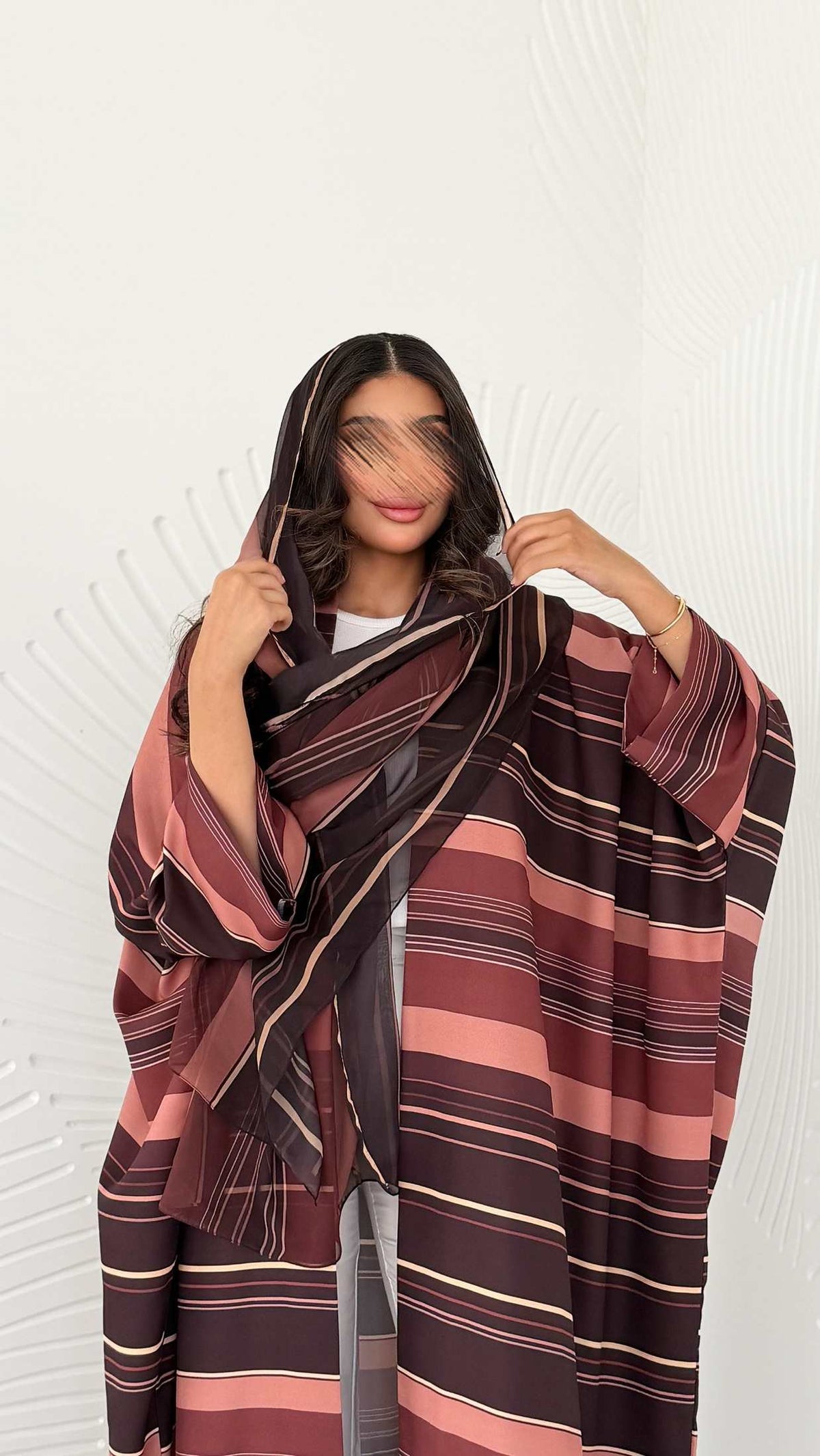 MWT1198 - عباية مخطط |striped abaya - Aya
