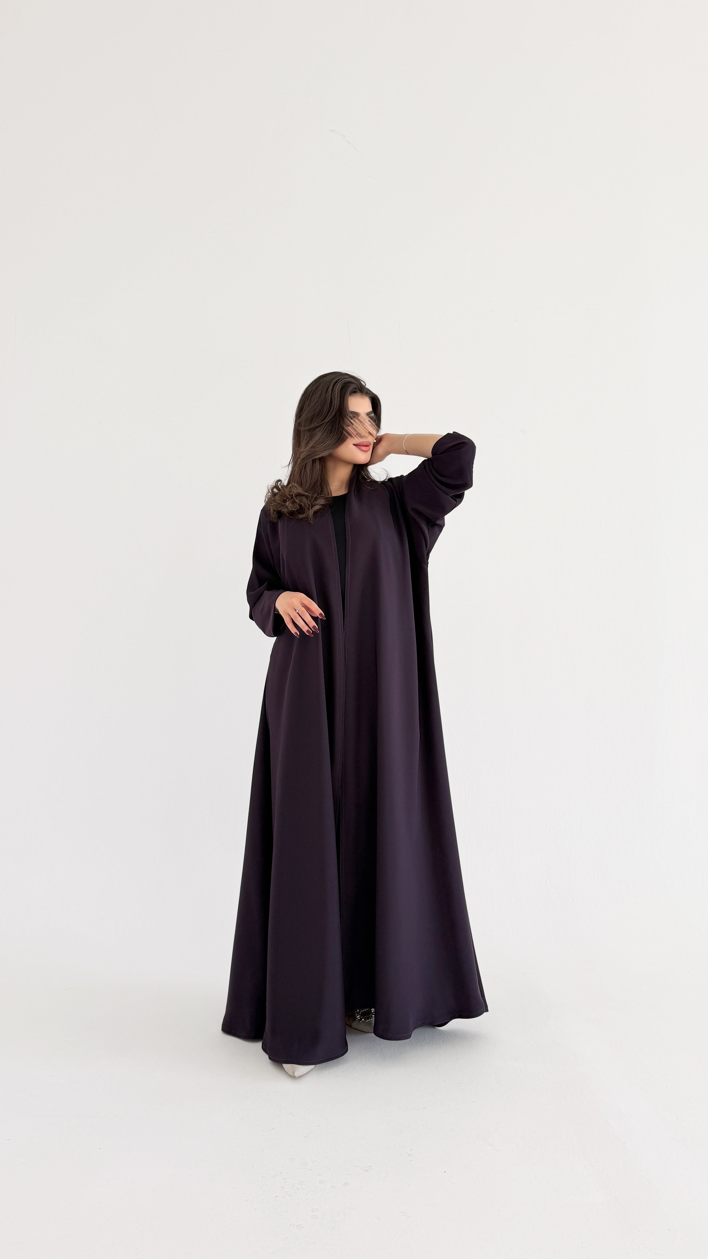 MWT1088 - عباية كريب سادة بقصة جميلة