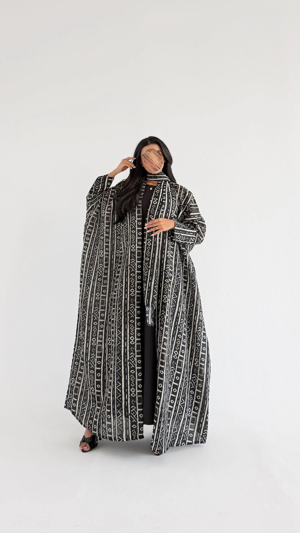 MWT1281 - عباية طباعة لينن