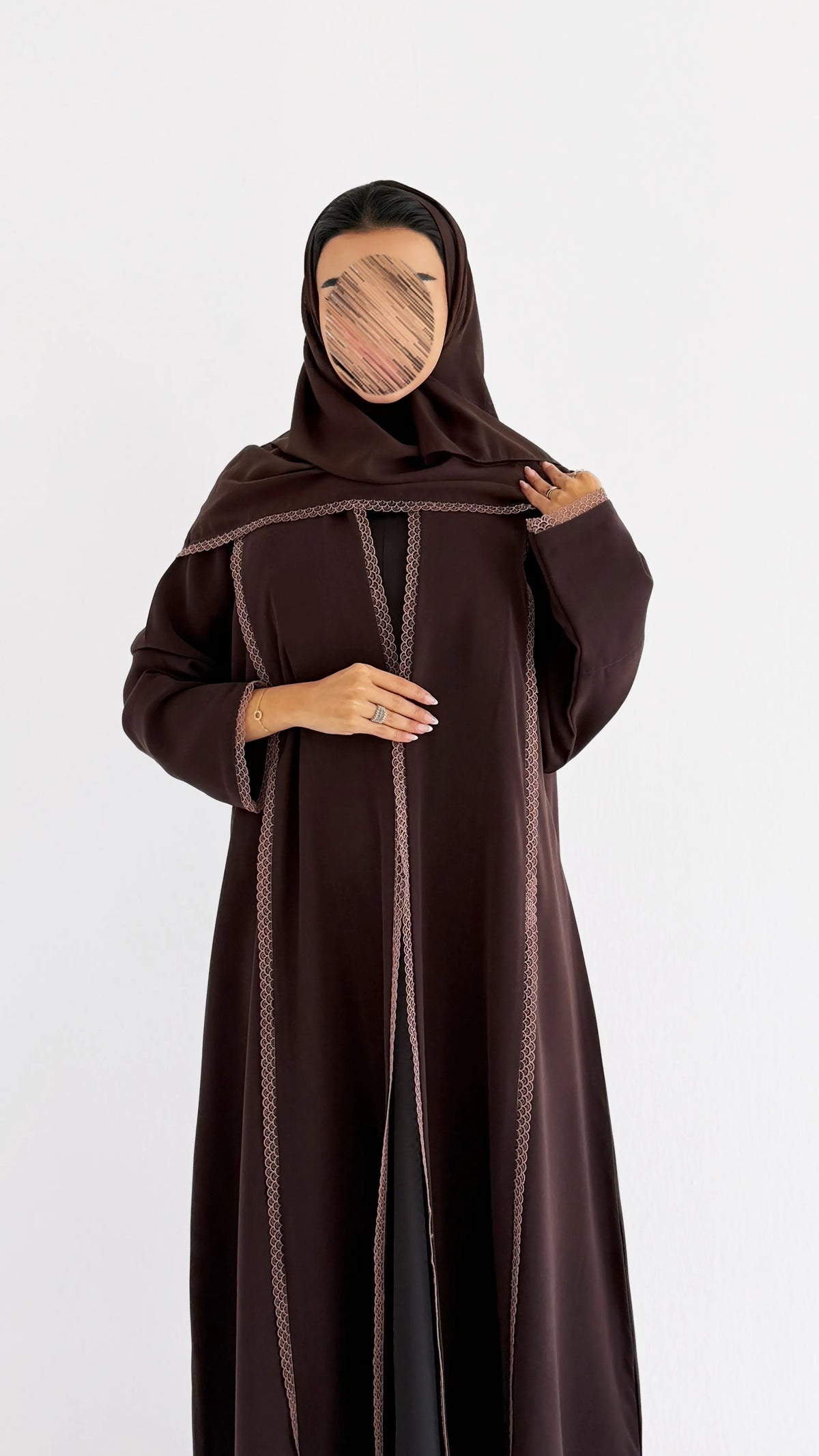 MWT1275 - عباية بني بتدخيلة كلفة شبك - Aya