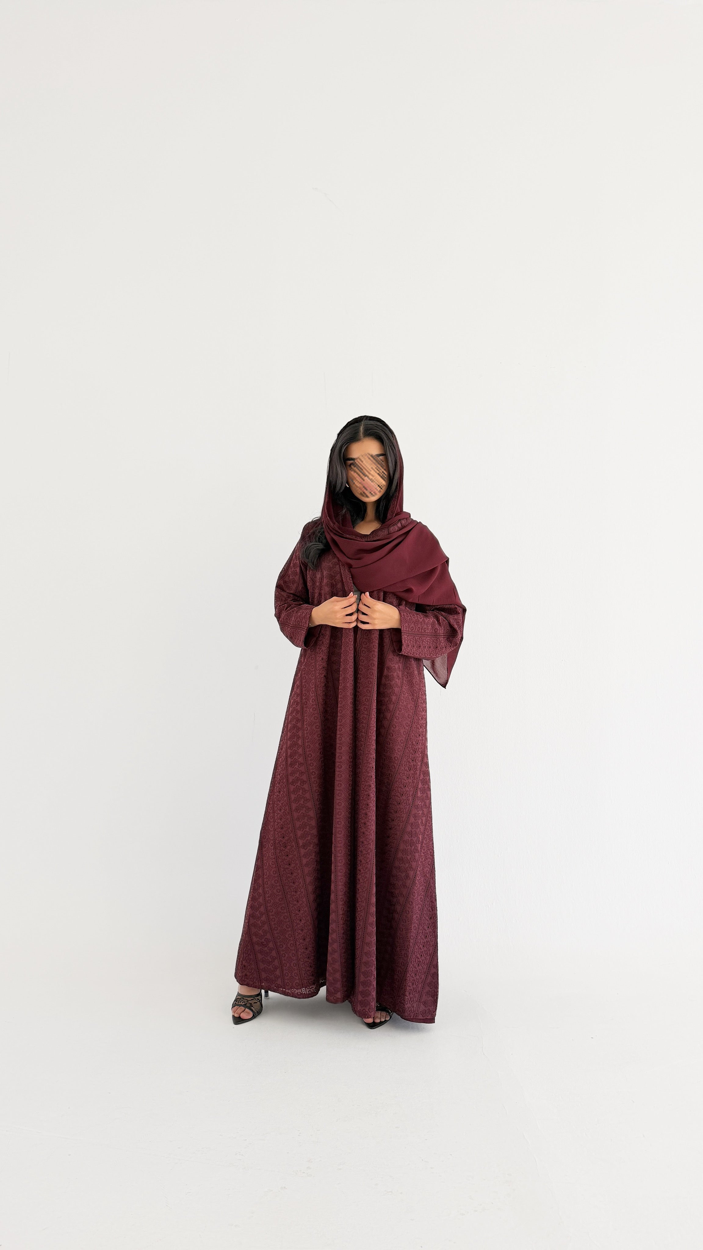 MWT1327 عباية ركامة عنابي - Aya