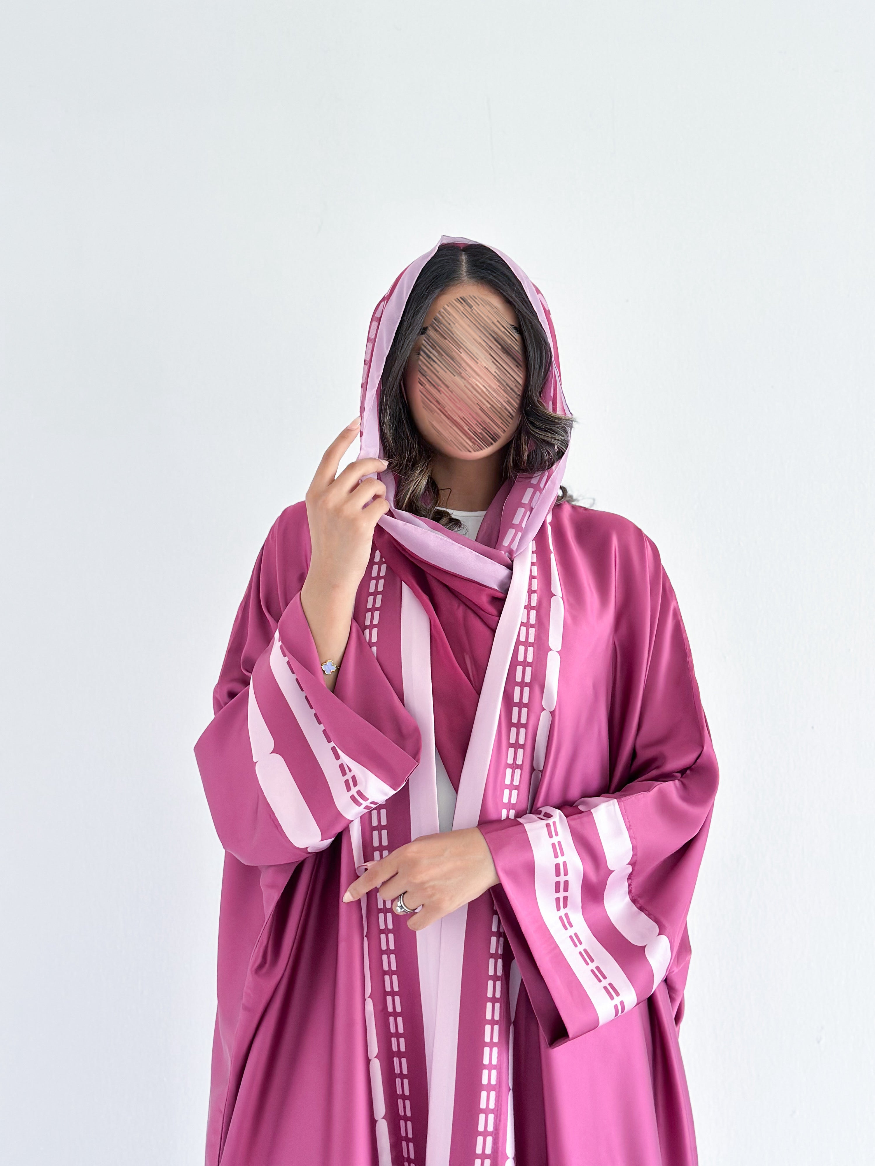 MWT1201 - عباية مخطط ملون |Colorful striped abaya