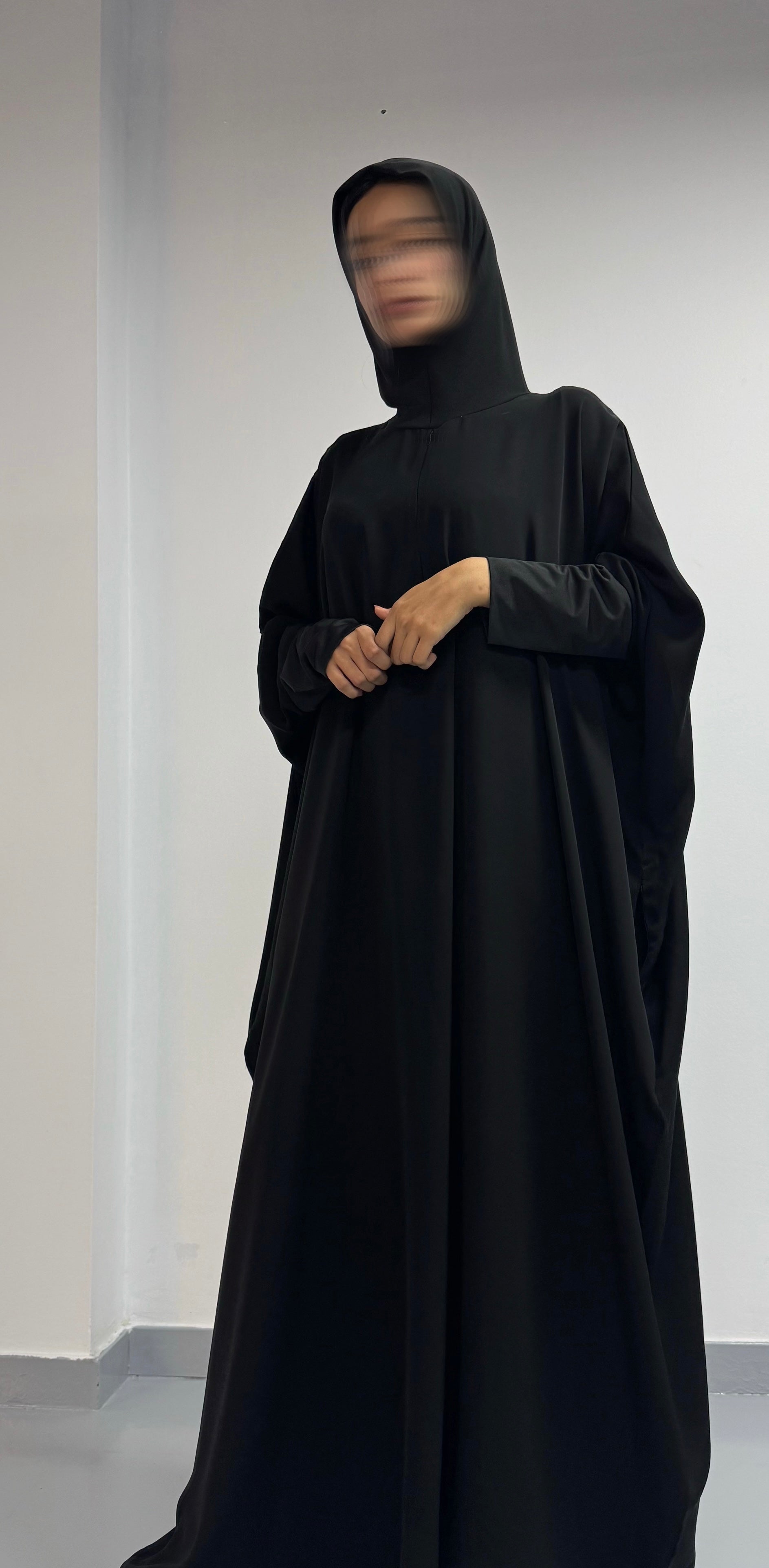 MW1423 - عباية حج باردة مع قطعة غطاء الرأس