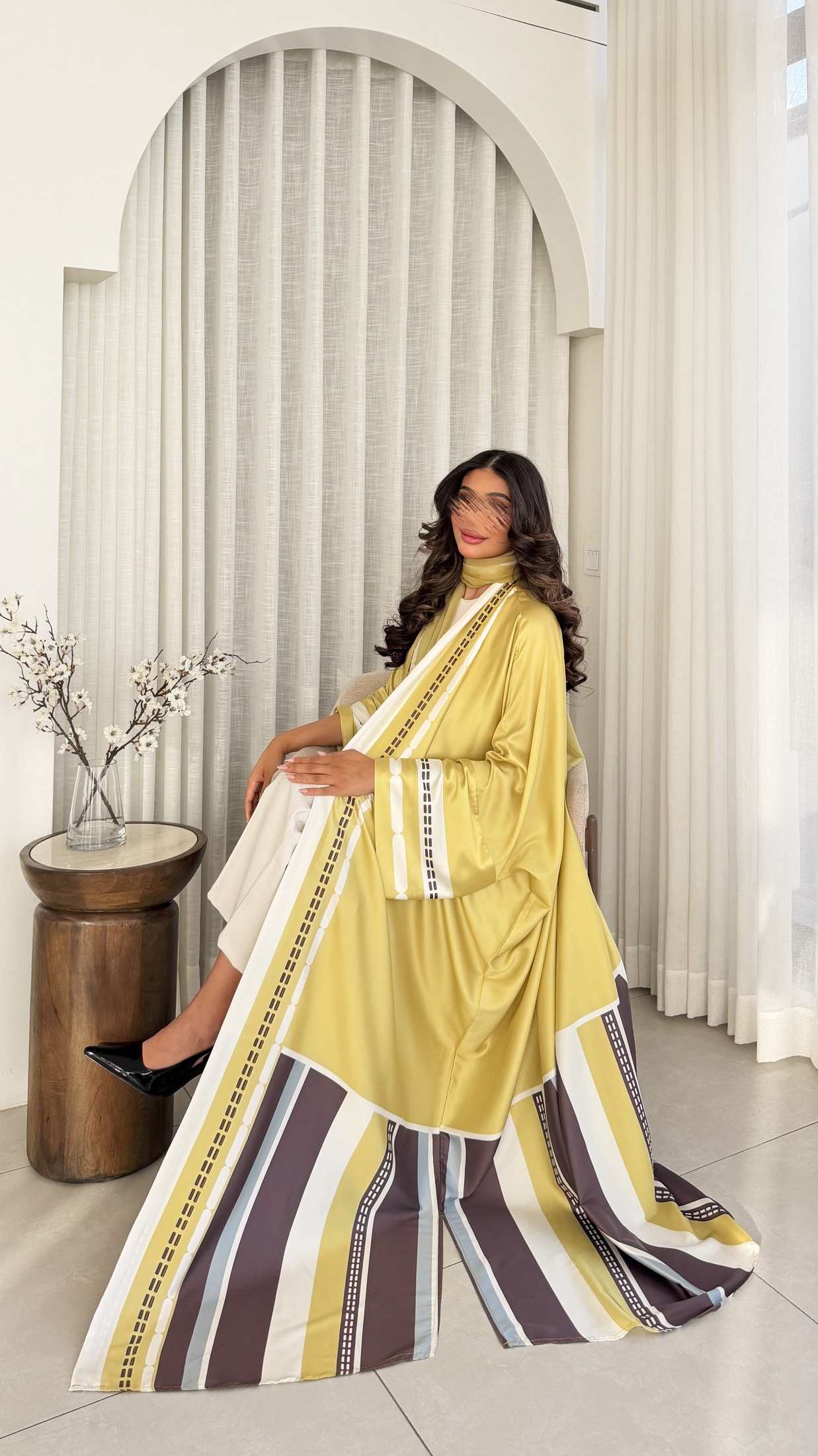 MWT1202 - عباية مخطط ملون |Colorful striped abaya