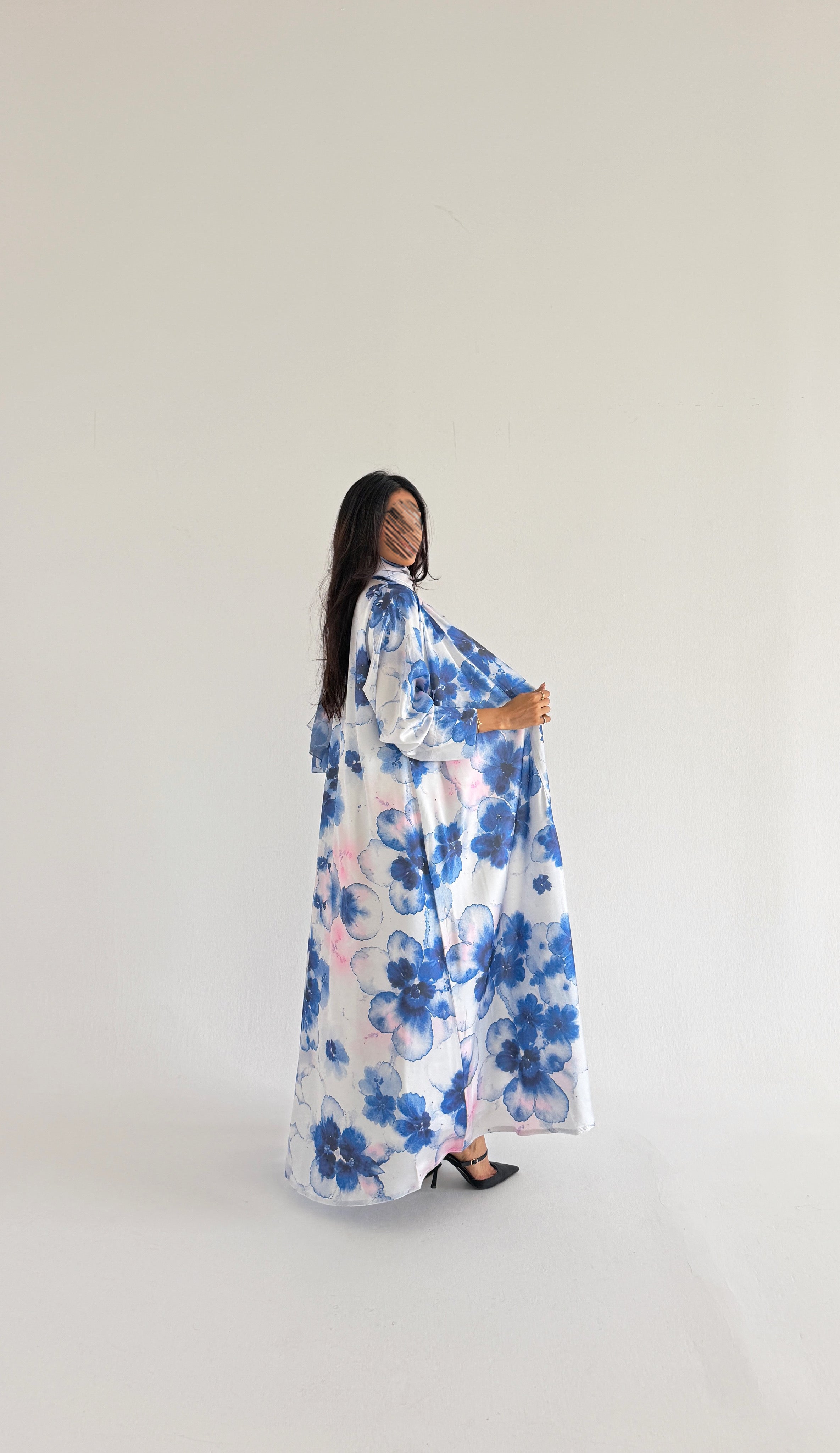 MW1418 - عباية صيفيه حرير  مطبوعة بورد - Aya