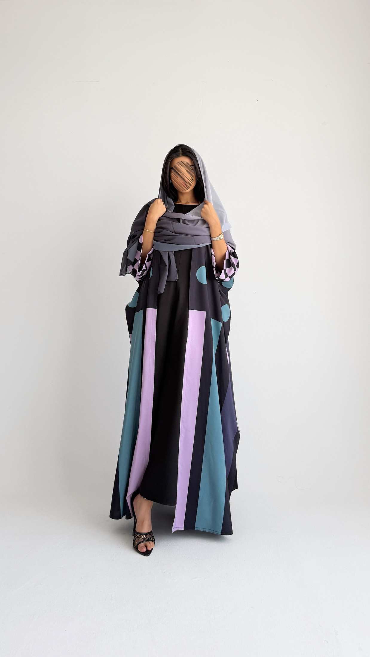 MWT2096 - Striped Printed Summer Abaya |  عباية صيفية طباعة - Aya
