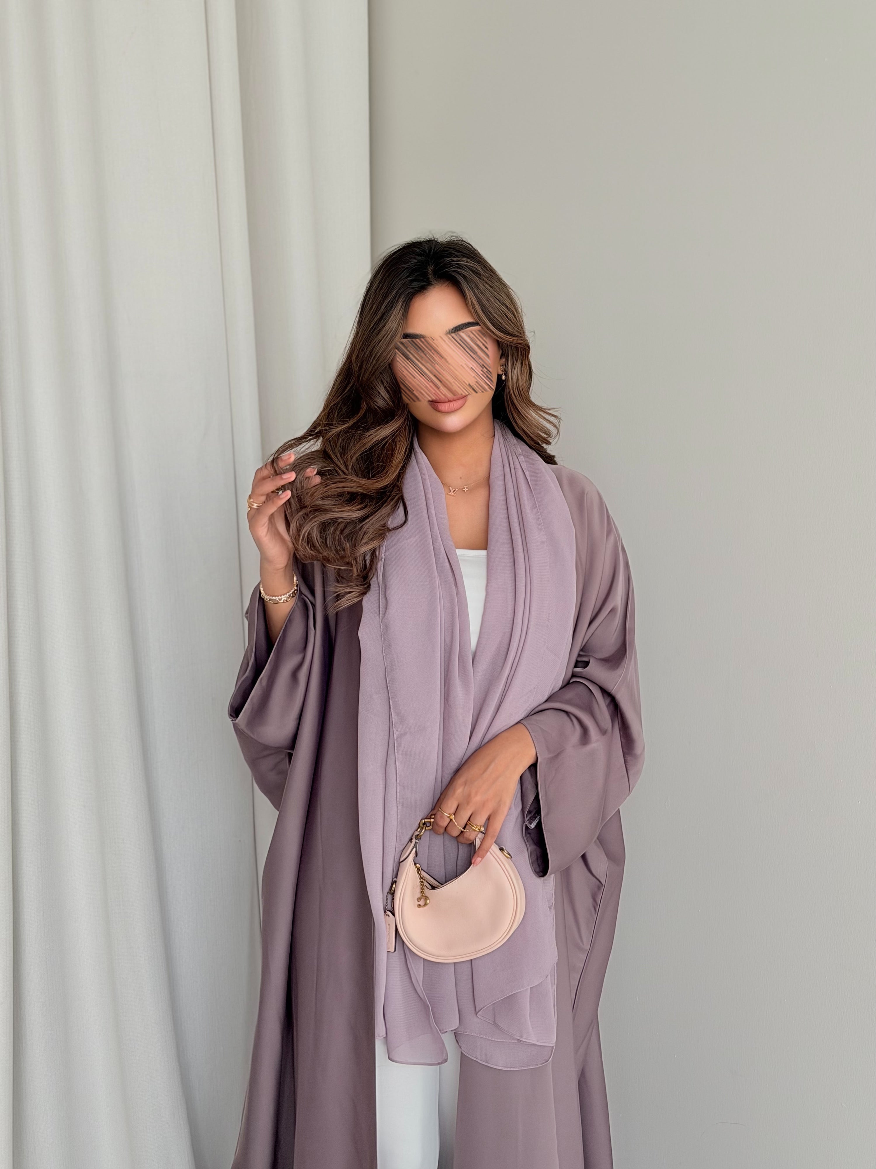 MWT5014 - قماش حرير عنابي فاتح قصة نص كلوش - Aya