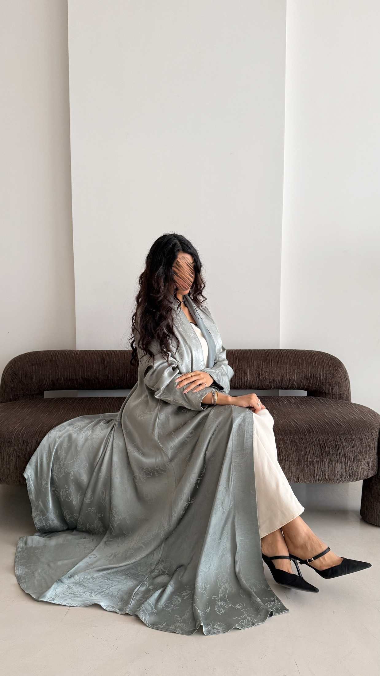 MWT5087 - قماش اخضر لينن مورد قصه نص بشت - Aya