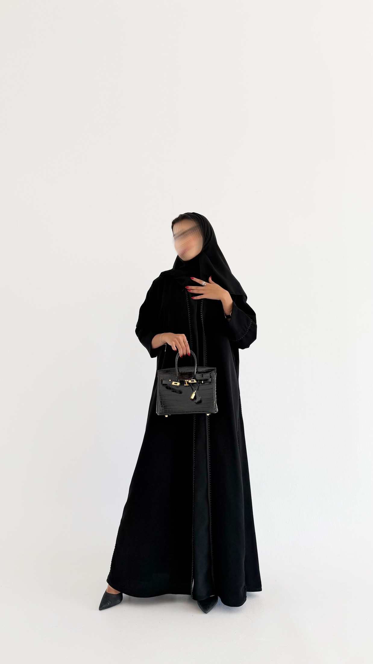 MW1797 - عباية كريب مع اضافة قيطان السنارة - Aya