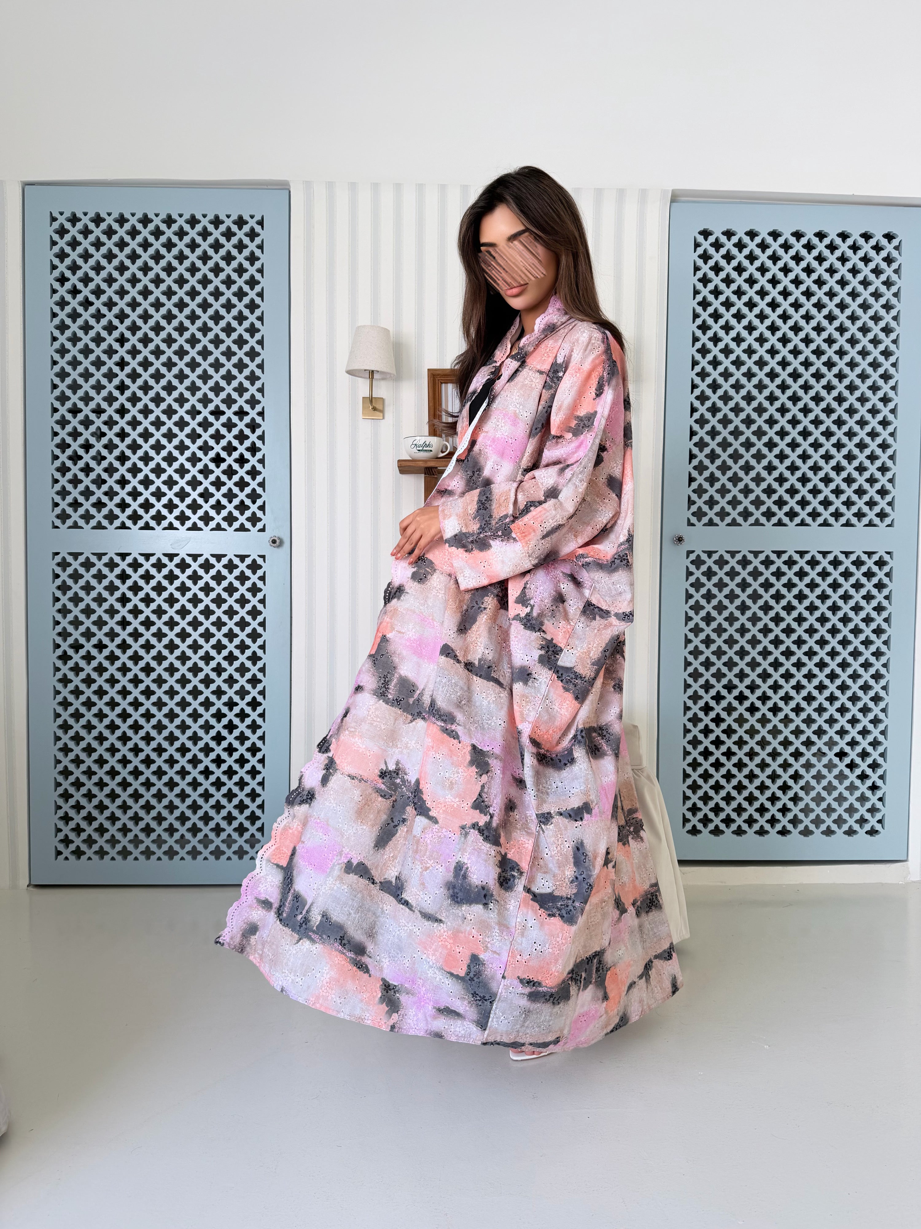 MWT5011 - عباية ركامه مشجر طباعة ربع كلوش - Aya