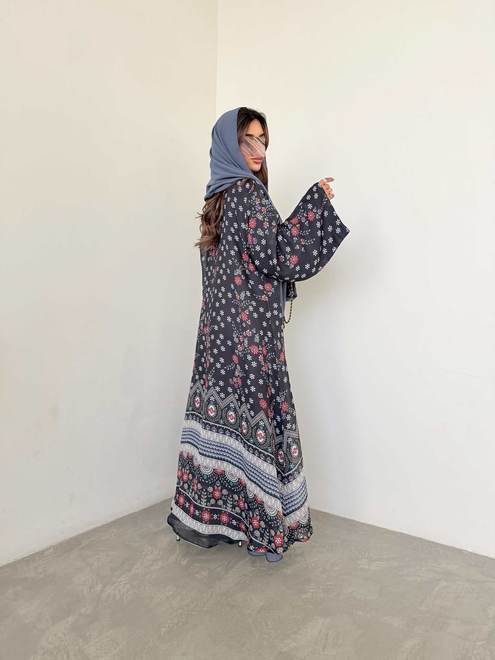 MWT5015 - قماش شيفون مشجر مبطن قصة نص كلوش - Aya