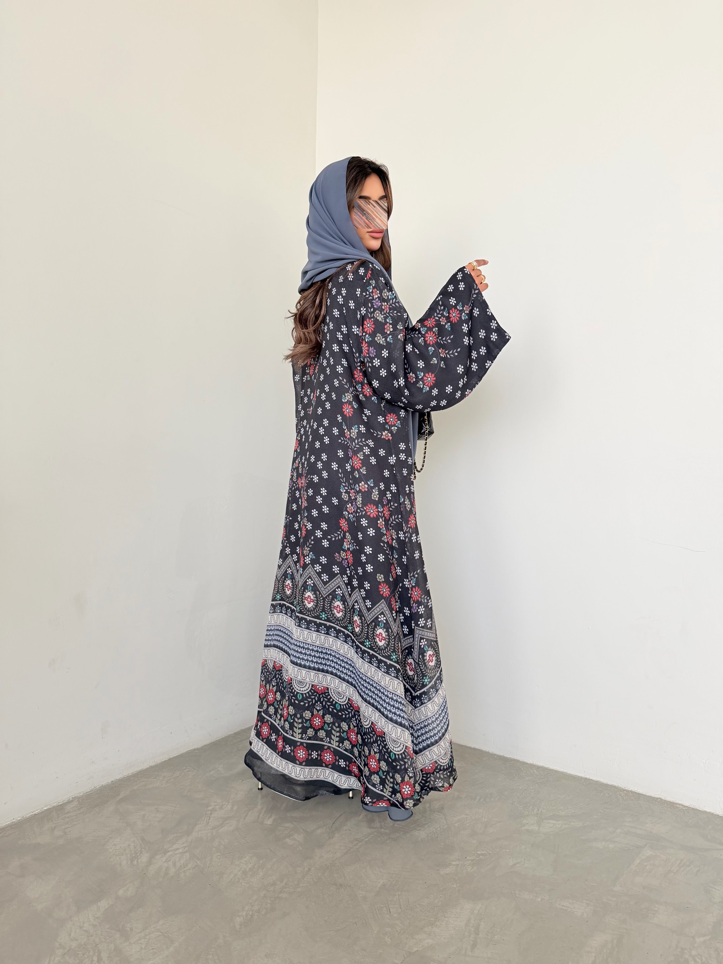 MWT5015 - قماش شيفون مشجر مبطن قصة نص كلوش - Aya