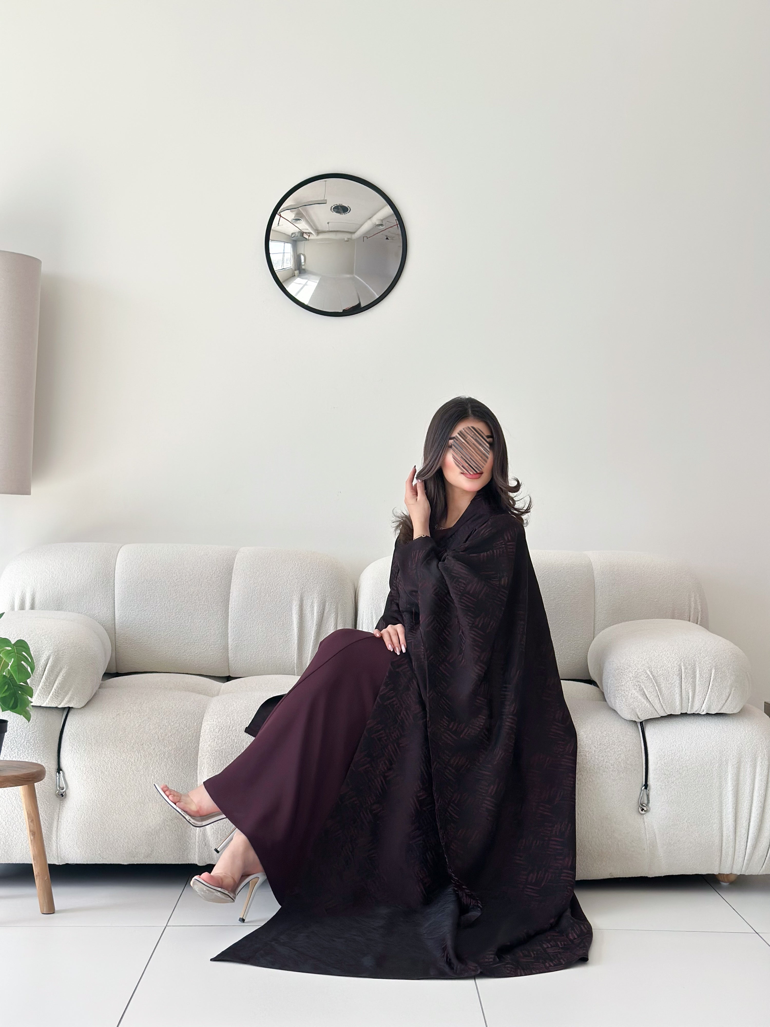 MW2114 -  عباية جاكار قصه بشت مع اضافة فستان داخلي كريب حرير - Aya