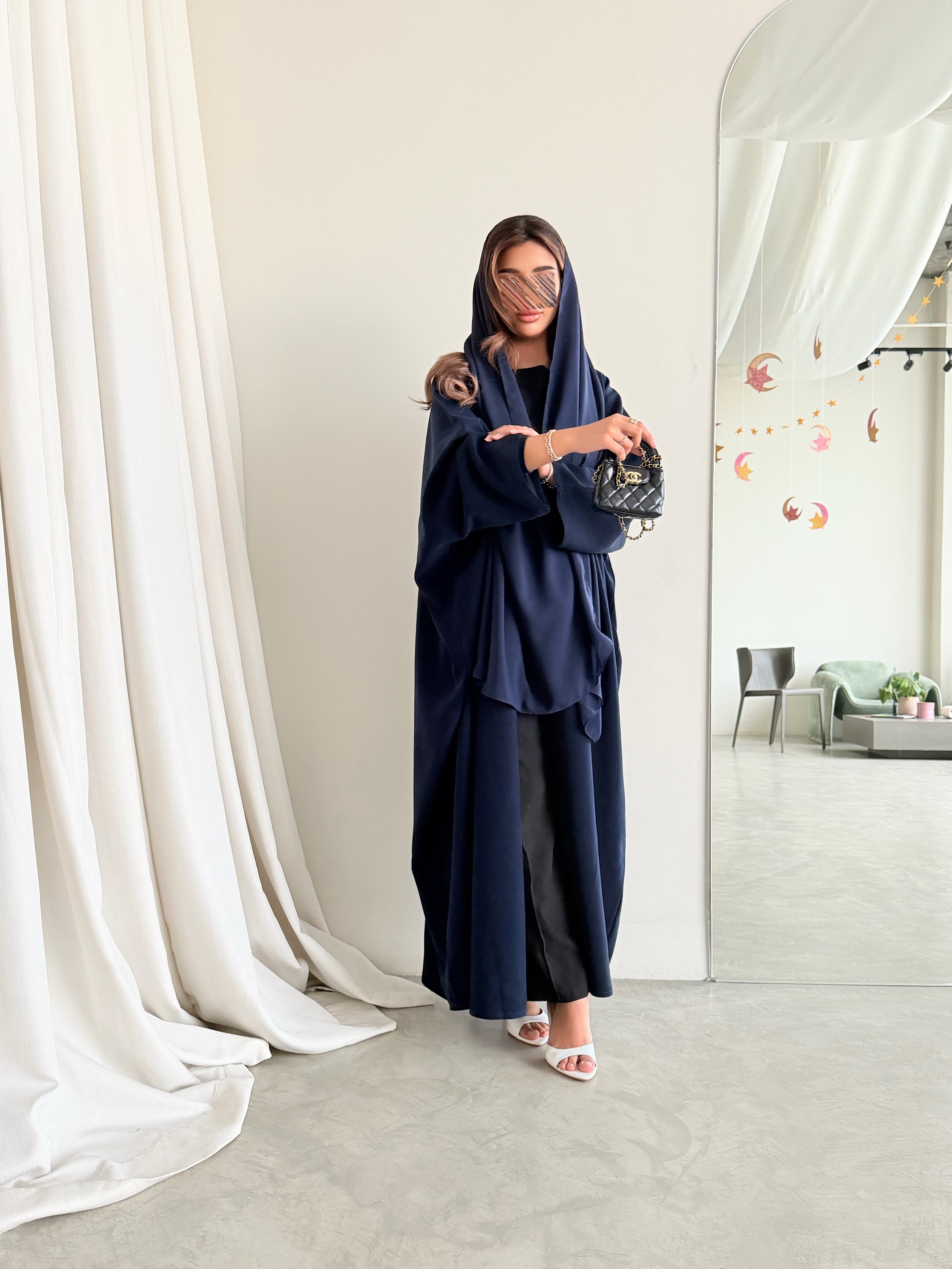 MWT5045 - قماش كحلي كريب قصه نص بشت - Aya