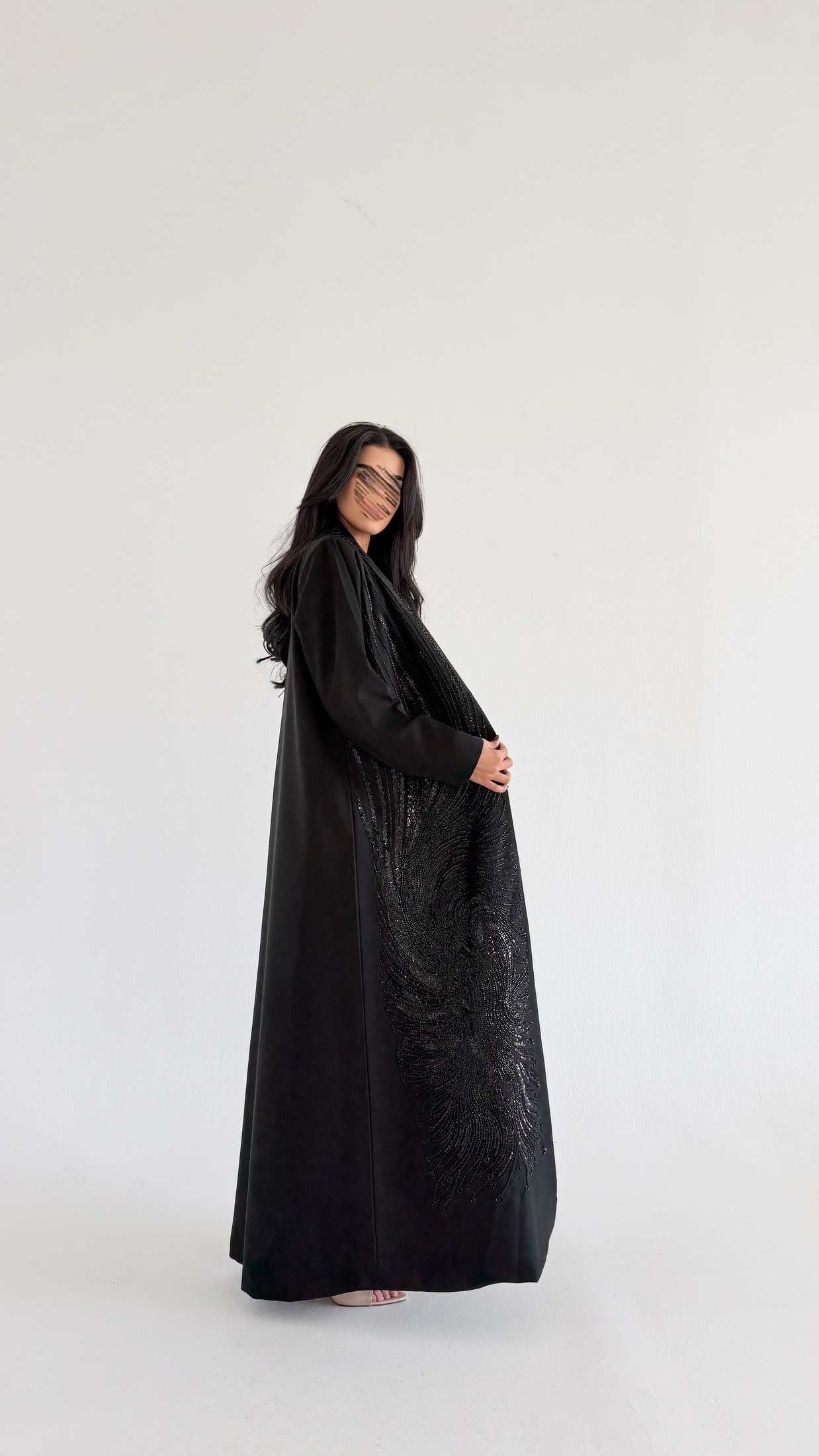 MWT1092 - عبايه اسود اشك اسود - Aya