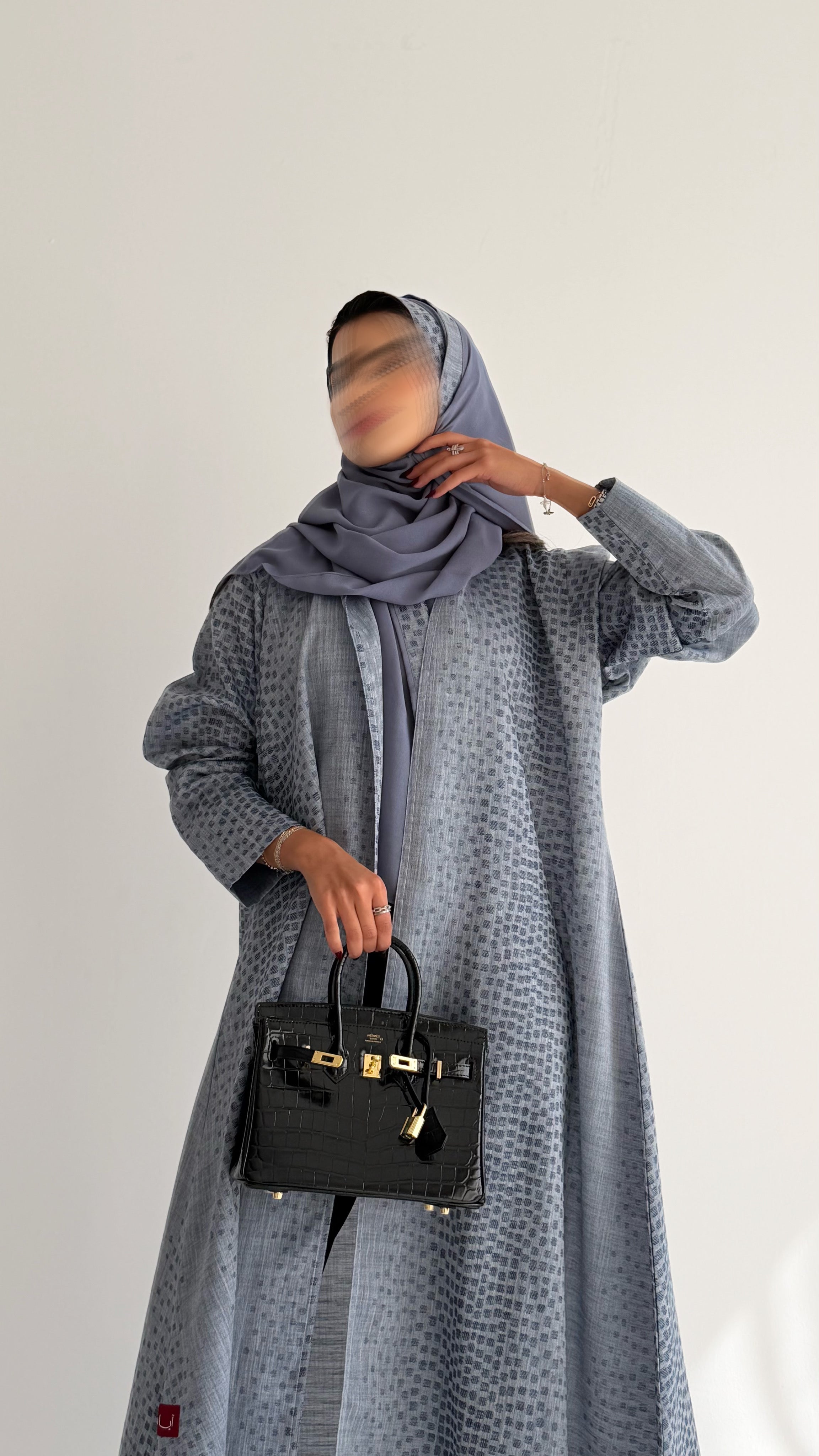 MWT717 - عباية لنن سماوي | baby blue linen abaya - Aya