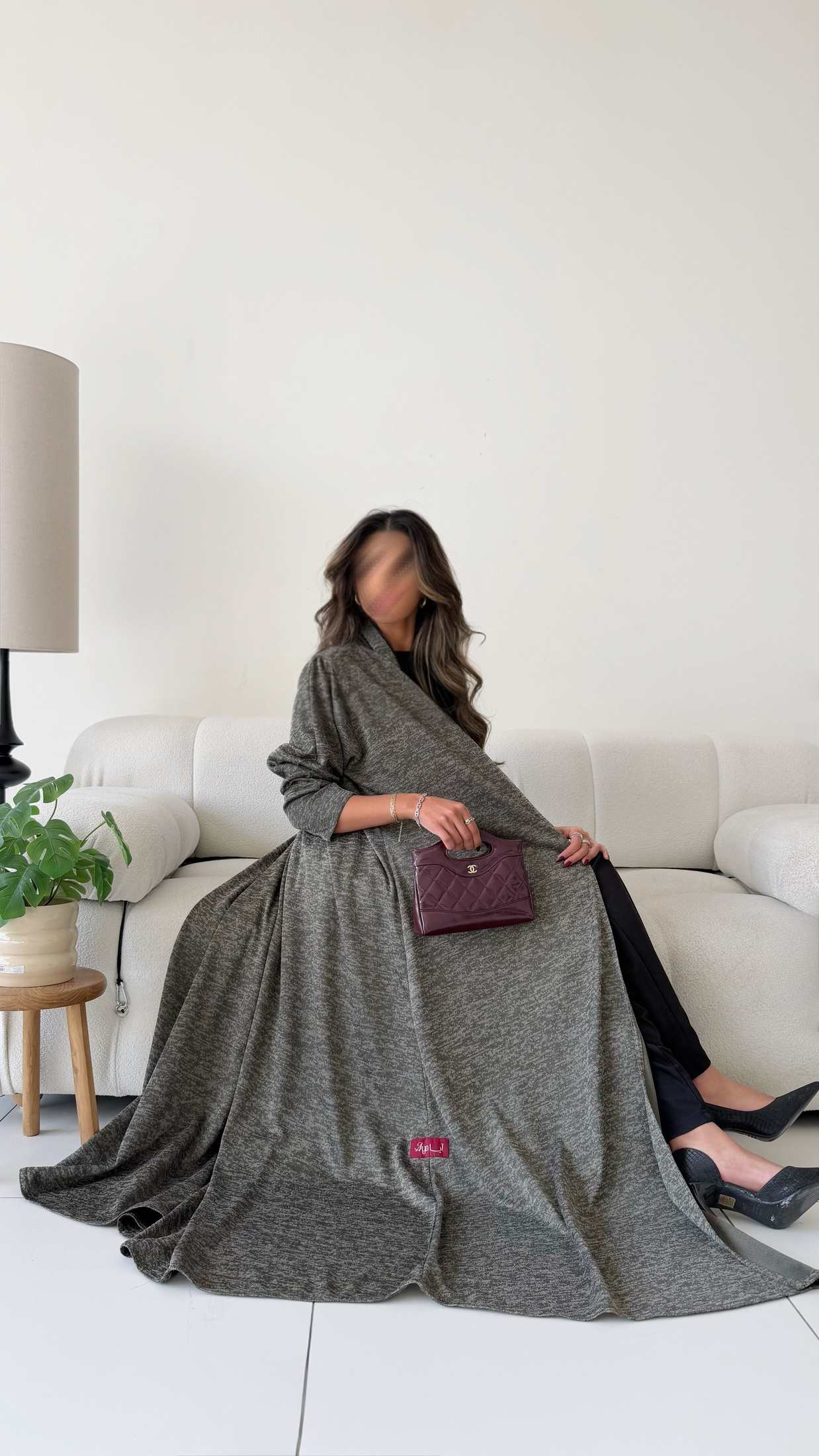 MWT590 -  Stretch abaya in olive |  عباية ستريتش زيتي - Aya