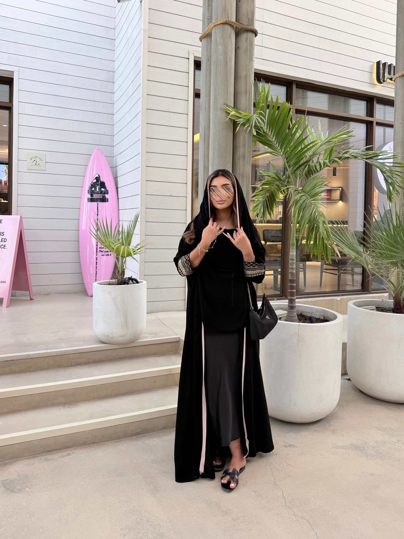 MWT789 - عباية كريب مع تدخيلة رمضانية - Aya