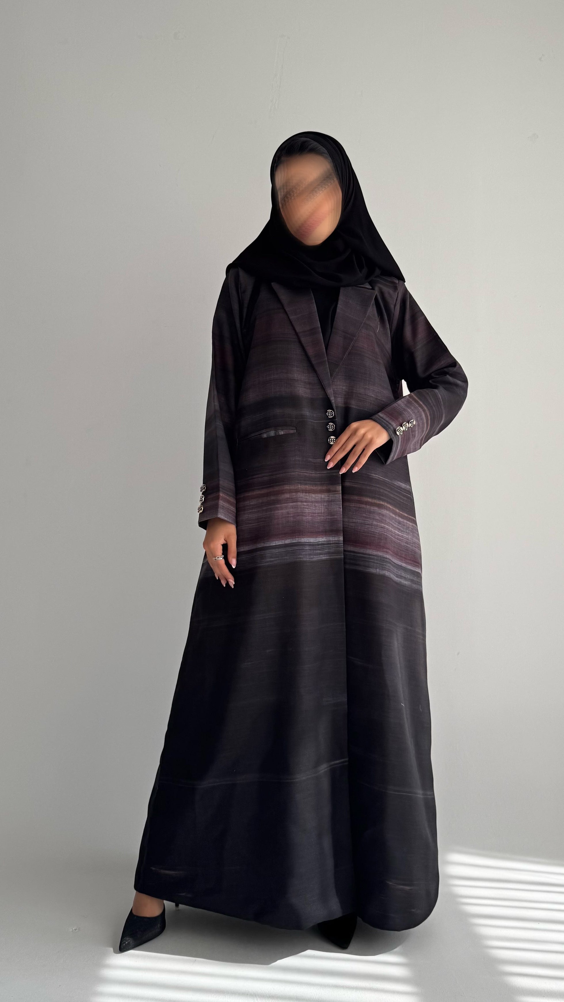 MWT840 - عباية بليزر طباعة | Printed Blazer Abaya - Aya