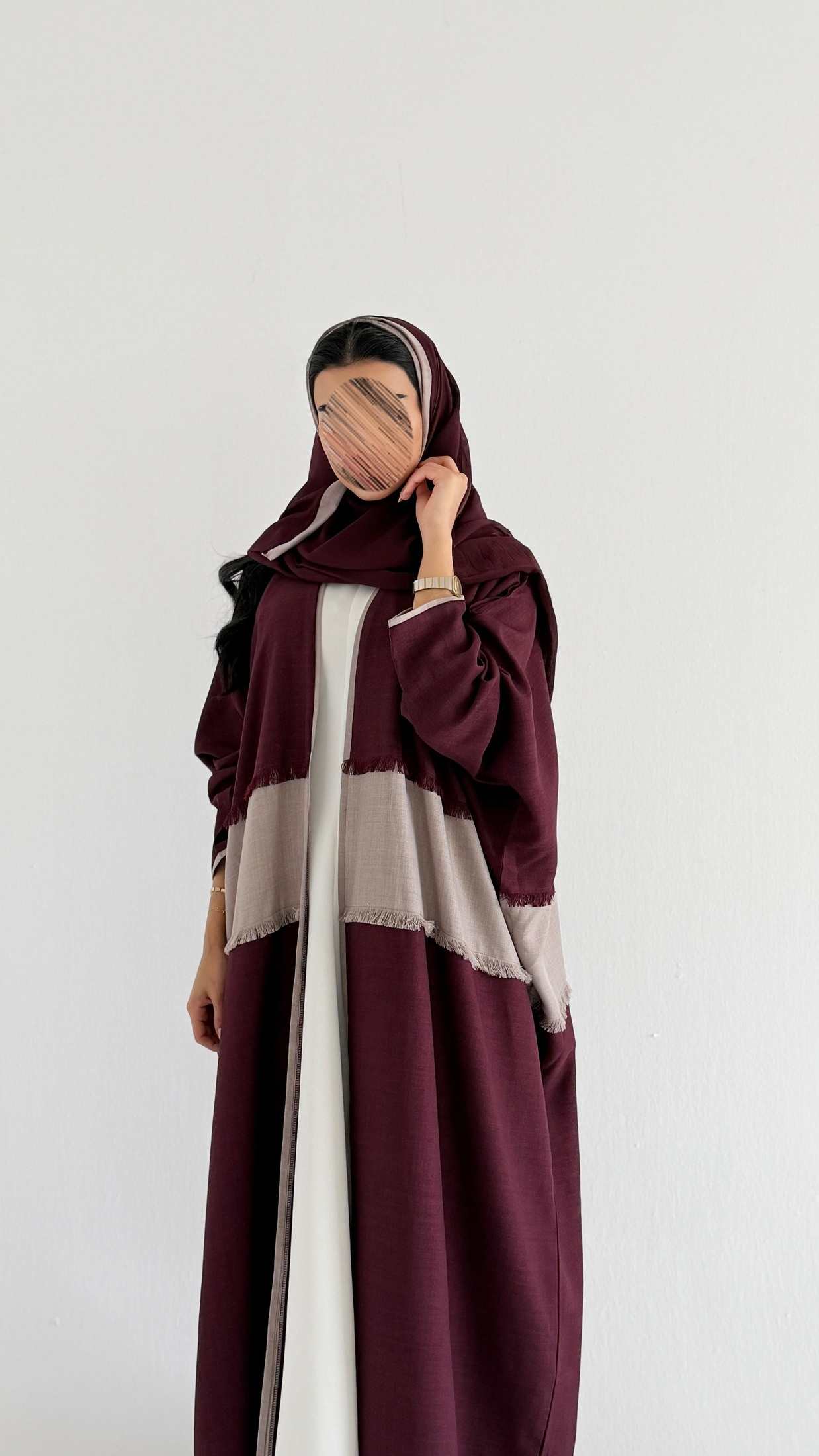 MWT1548 عباية بتدخيلة لينن - Aya
