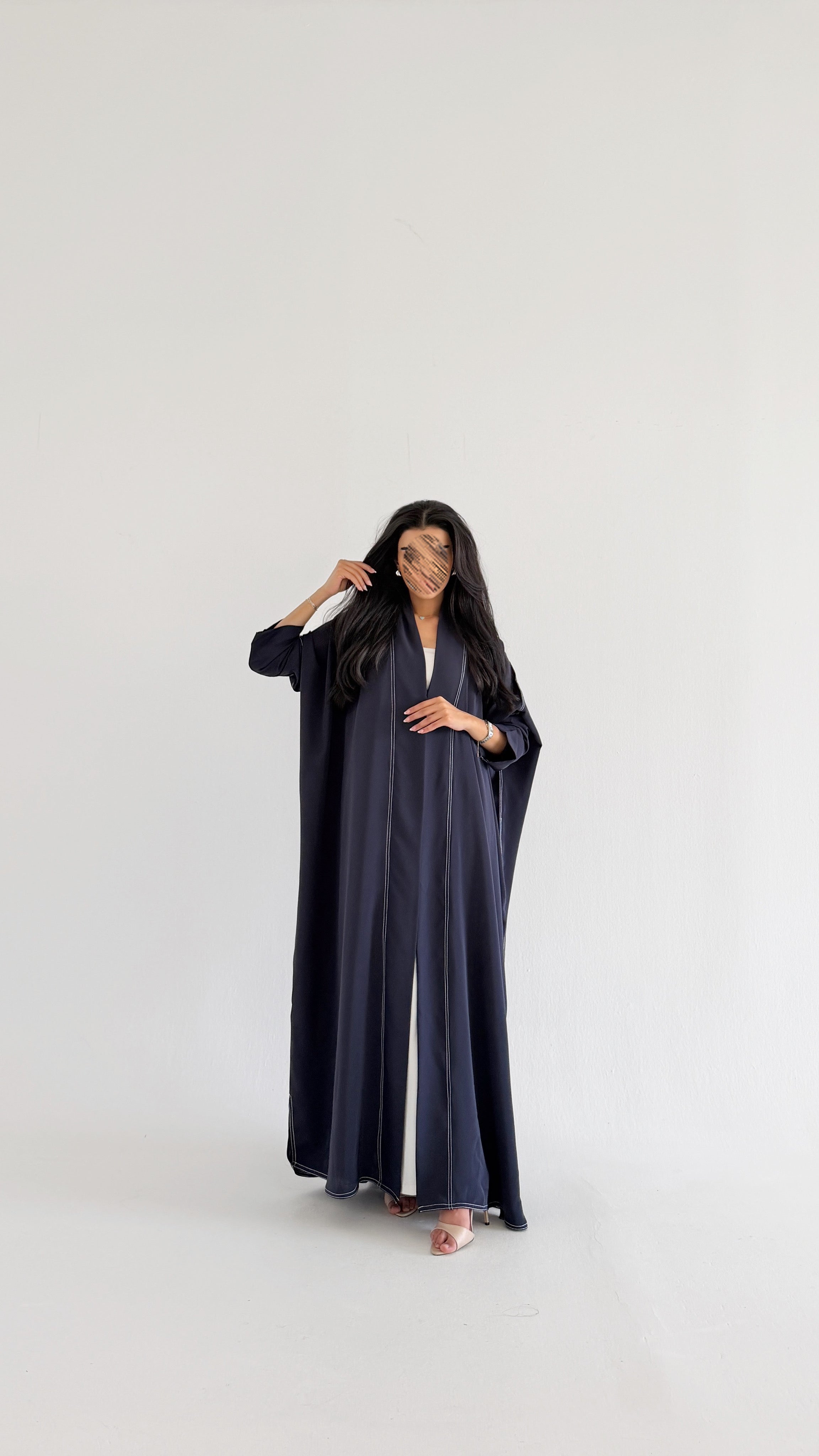 MW2167 - عبايه كريب  نص بشت بقصه راقية وحصري - Aya