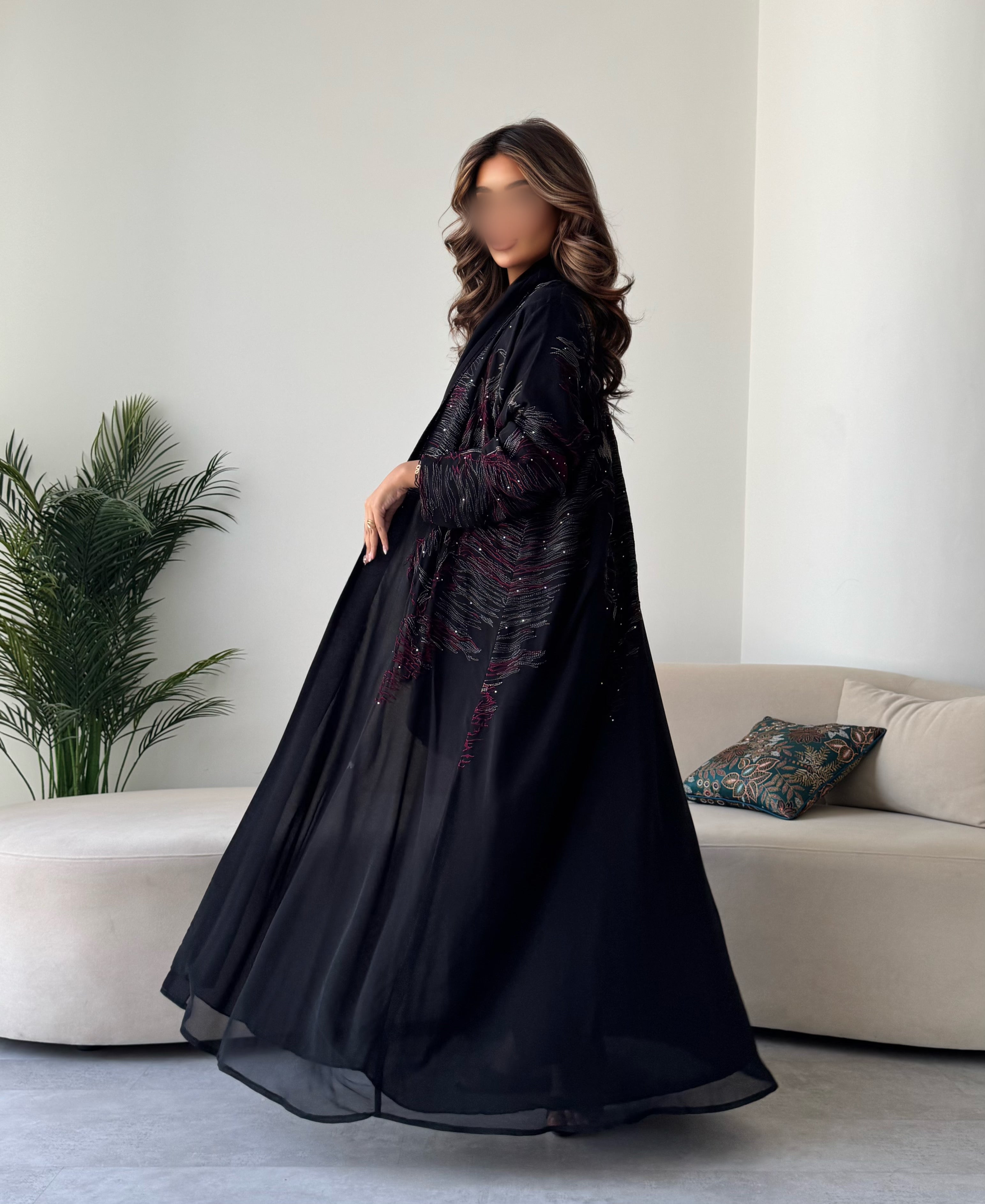 MW645 - Light Crepe Standing with Jacquard Half-Cloche