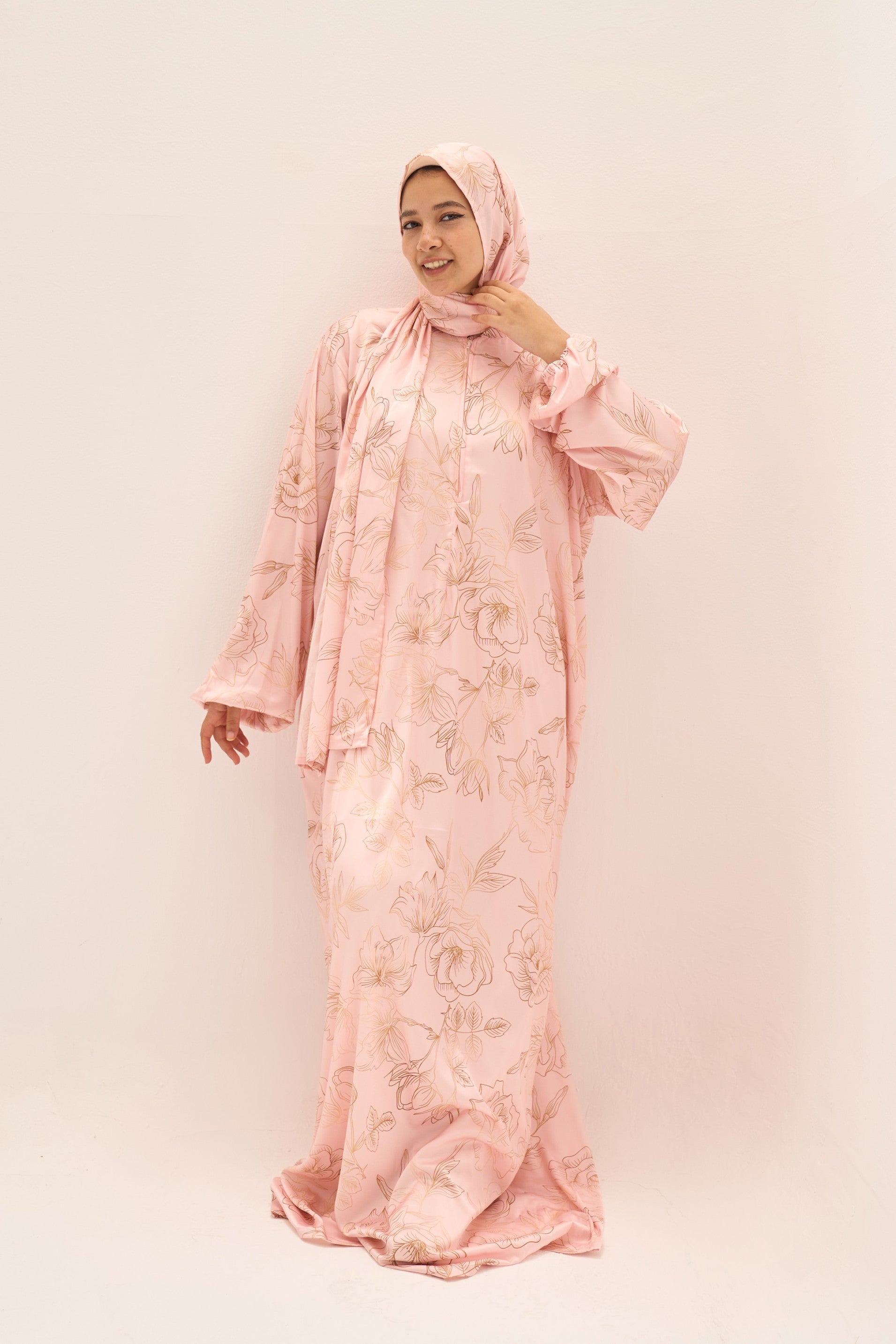 Flowers in Rose Gold Prayer Dress - Aya
