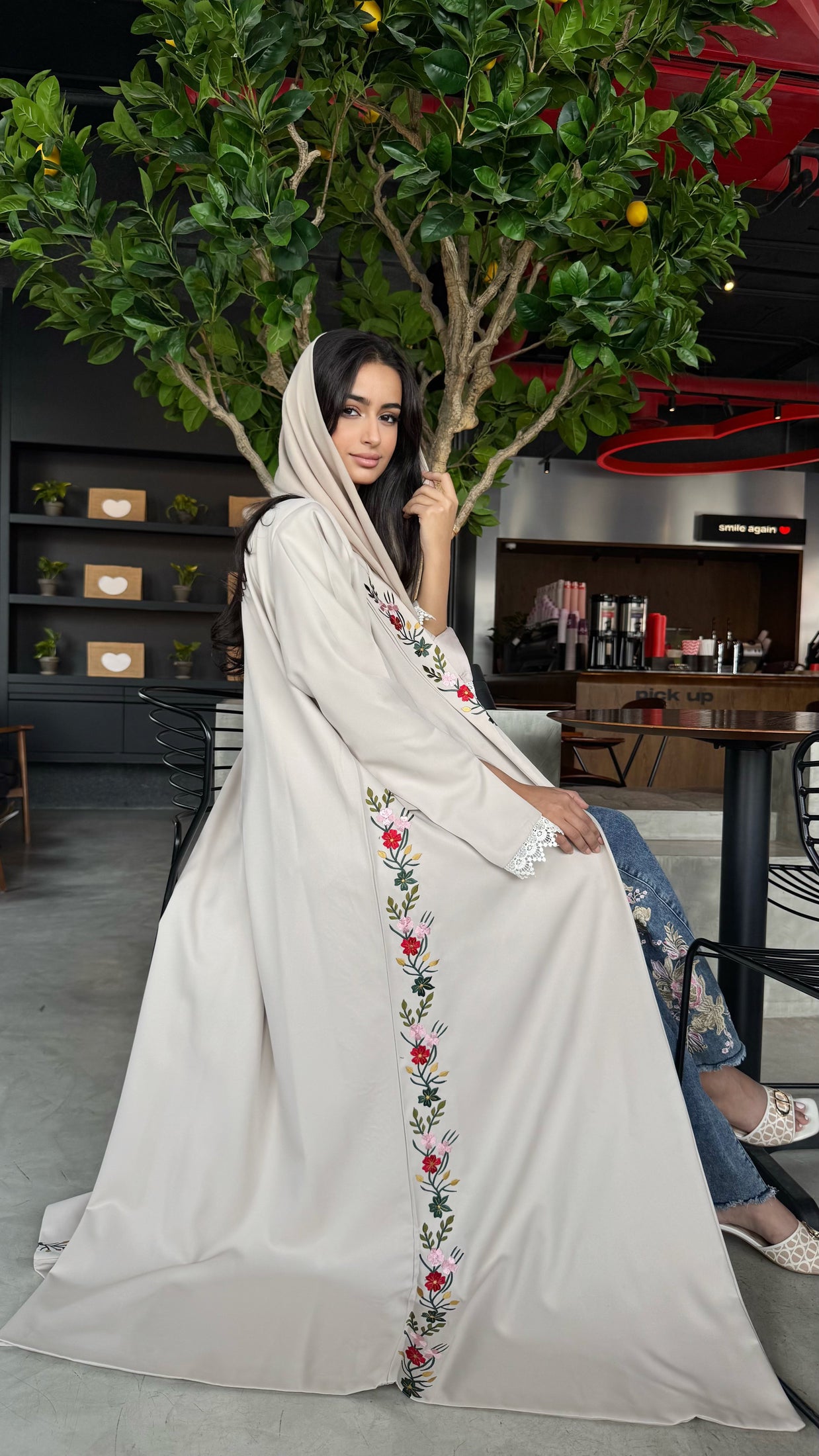 MWT321  - عباية بليزر مورد بيج - Aya