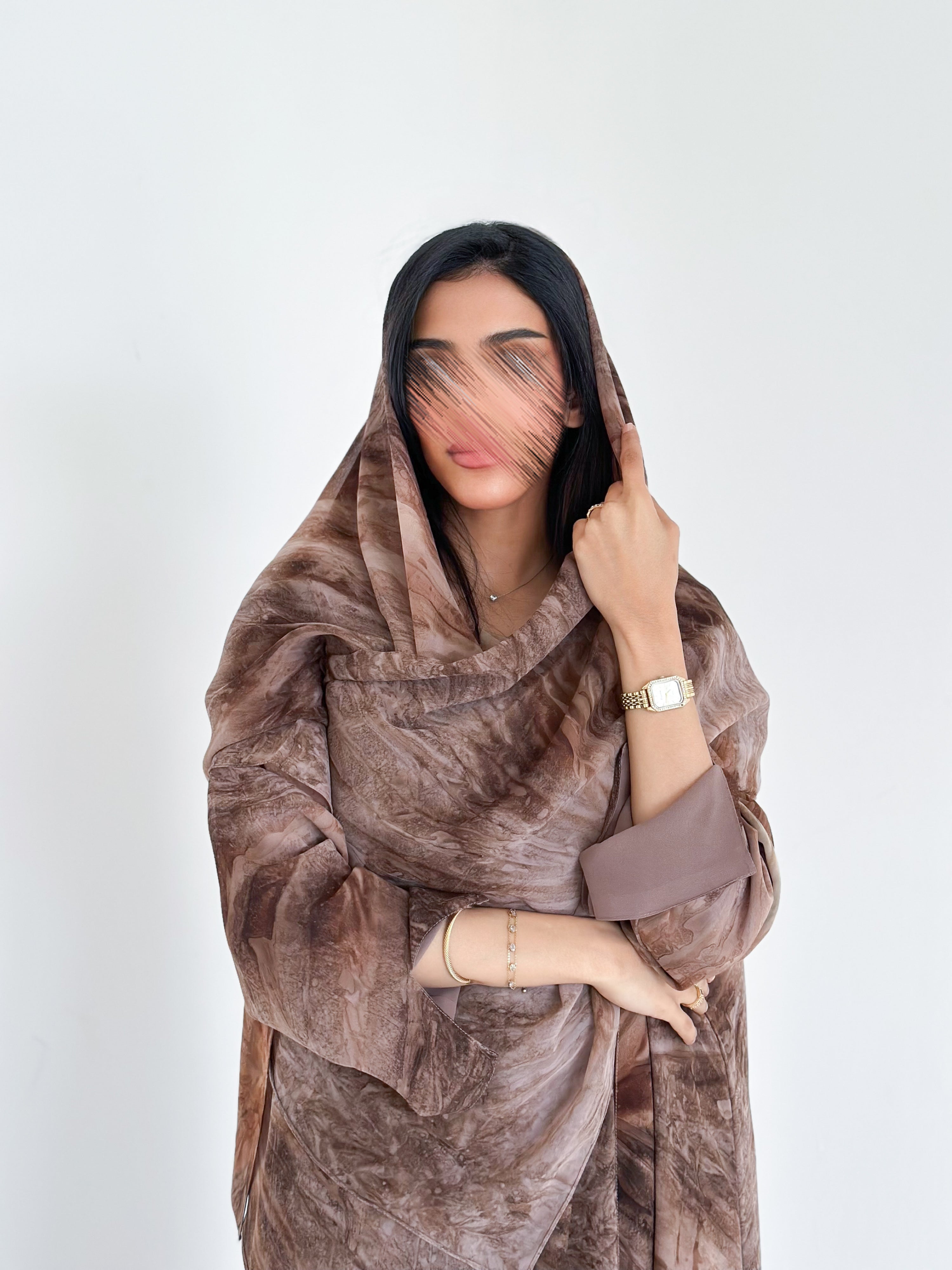 MW645 - Light Crepe Standing with Jacquard Half-Cloche