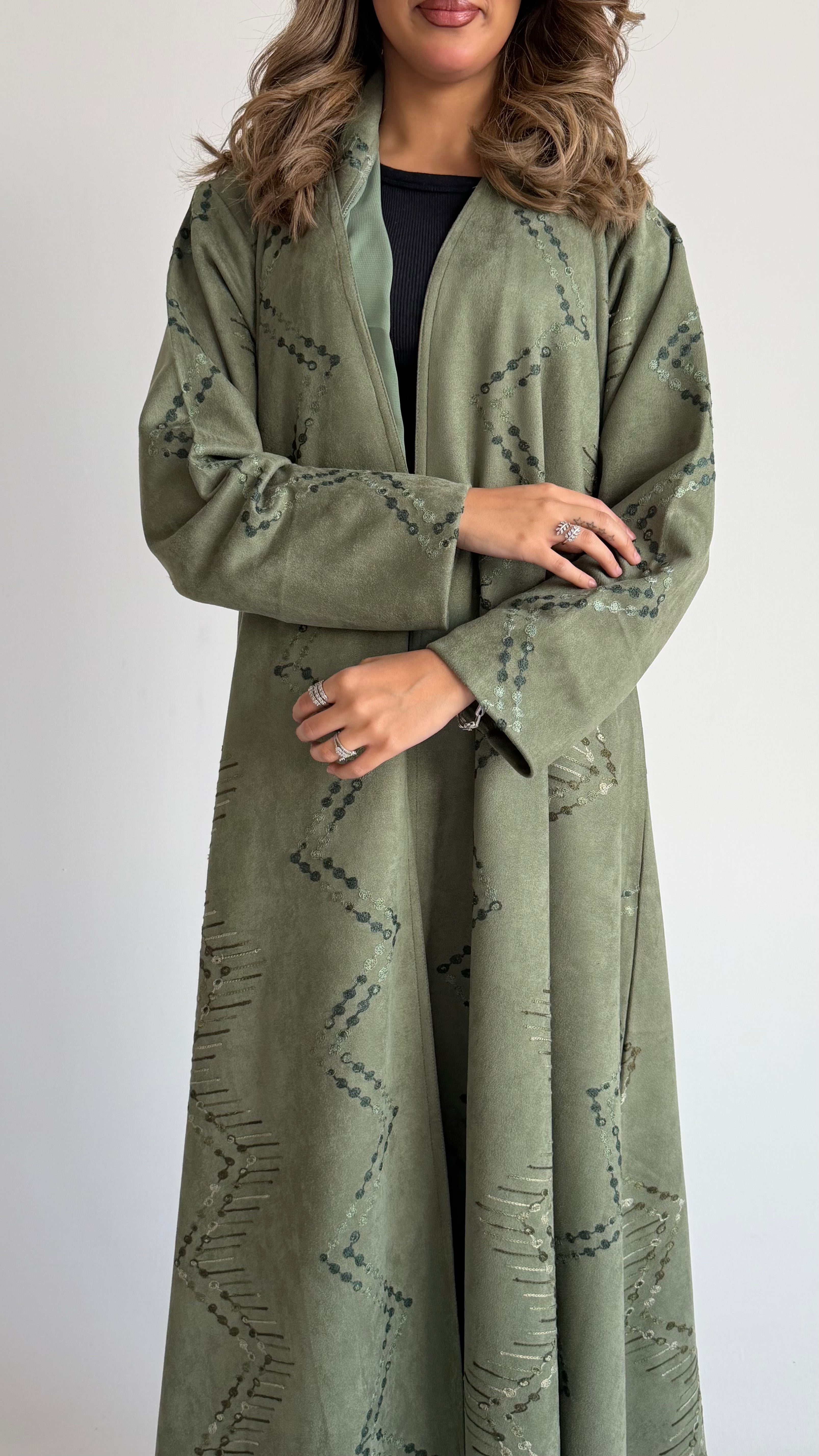 MWT580 - عباية شامواة زيتي - Aya