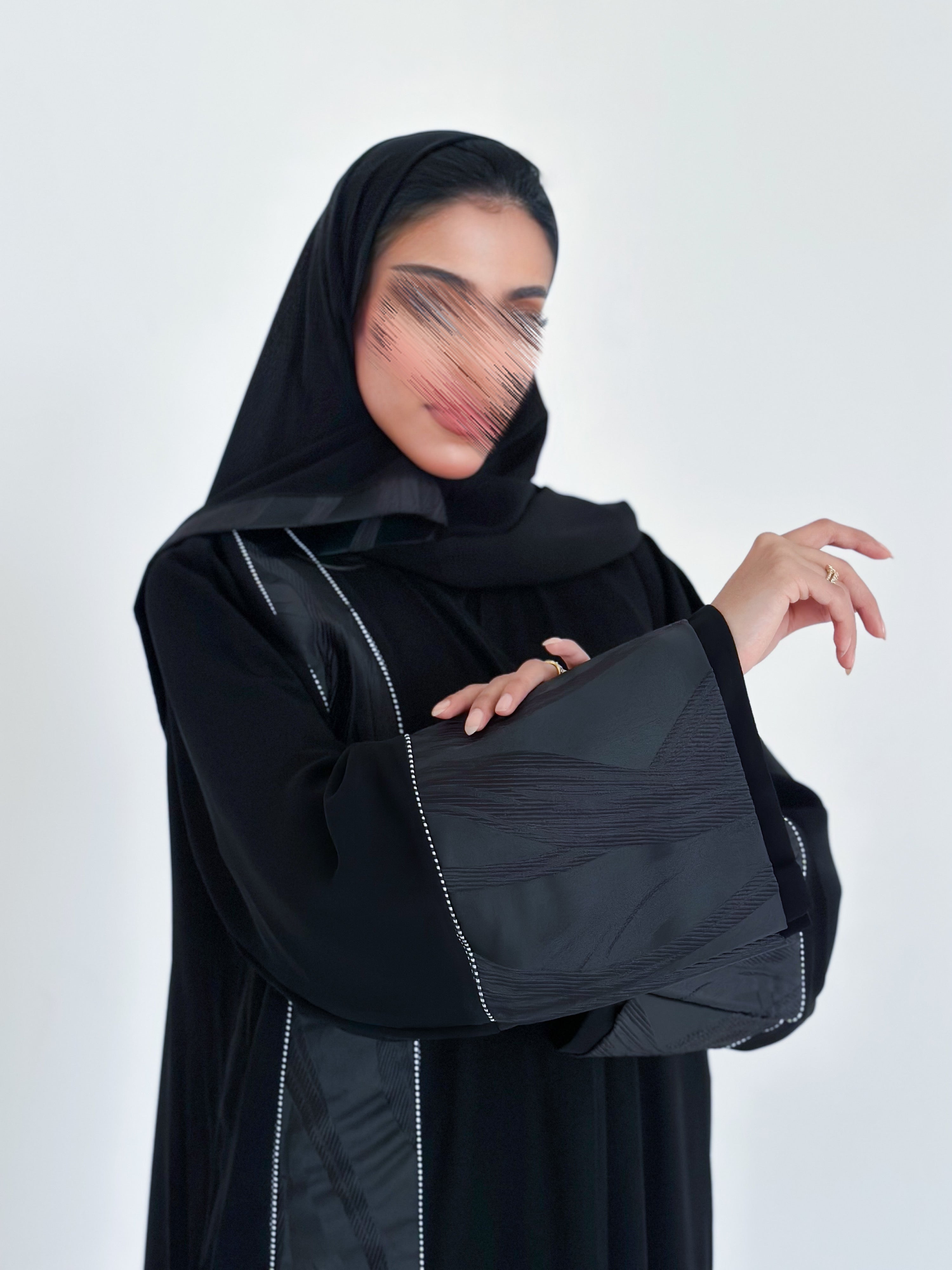 MW645 - Light Crepe Standing with Jacquard Half-Cloche