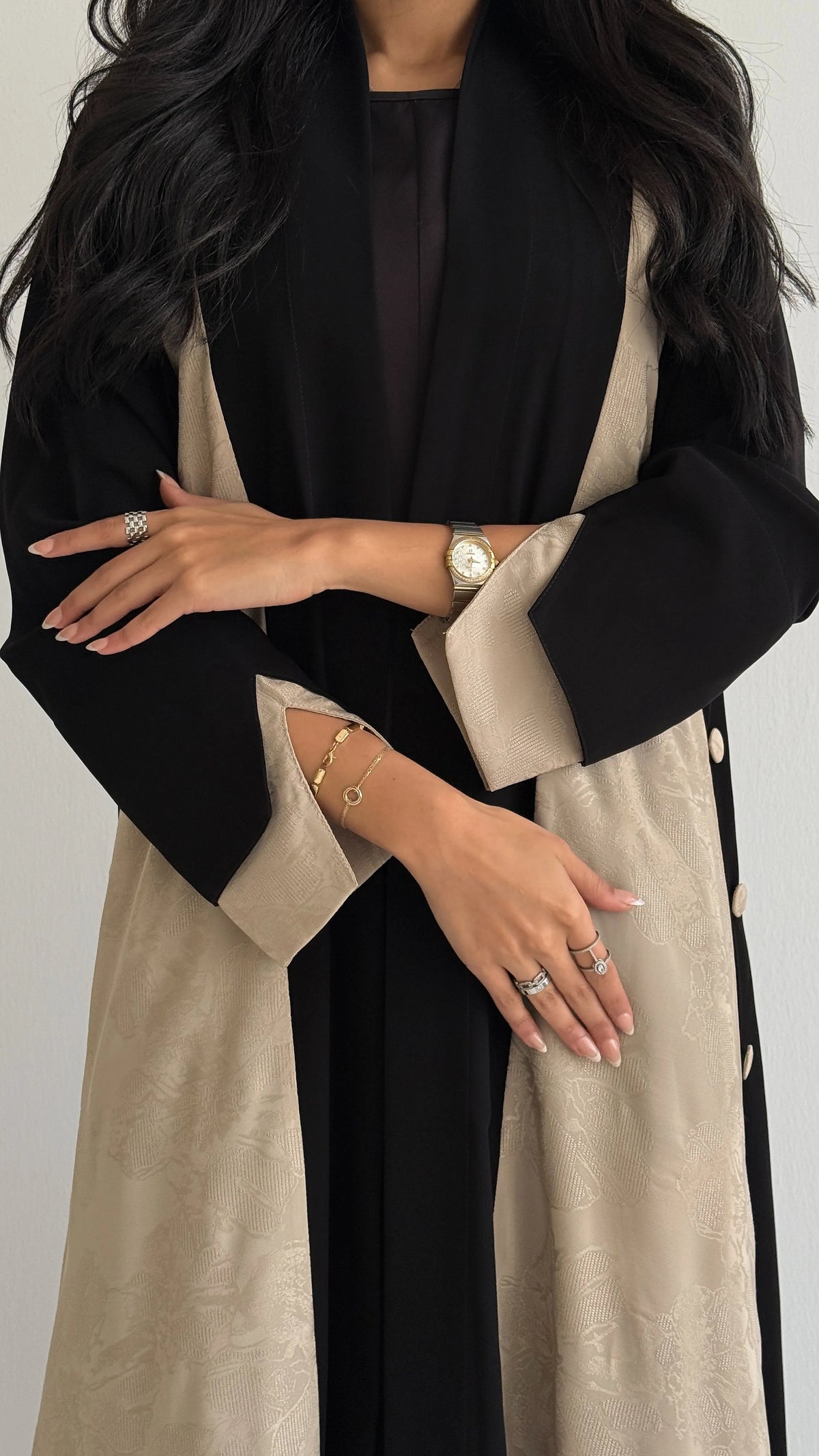 MWT1264 - عباية اسود بتدخيلة جاكار بيج - Aya