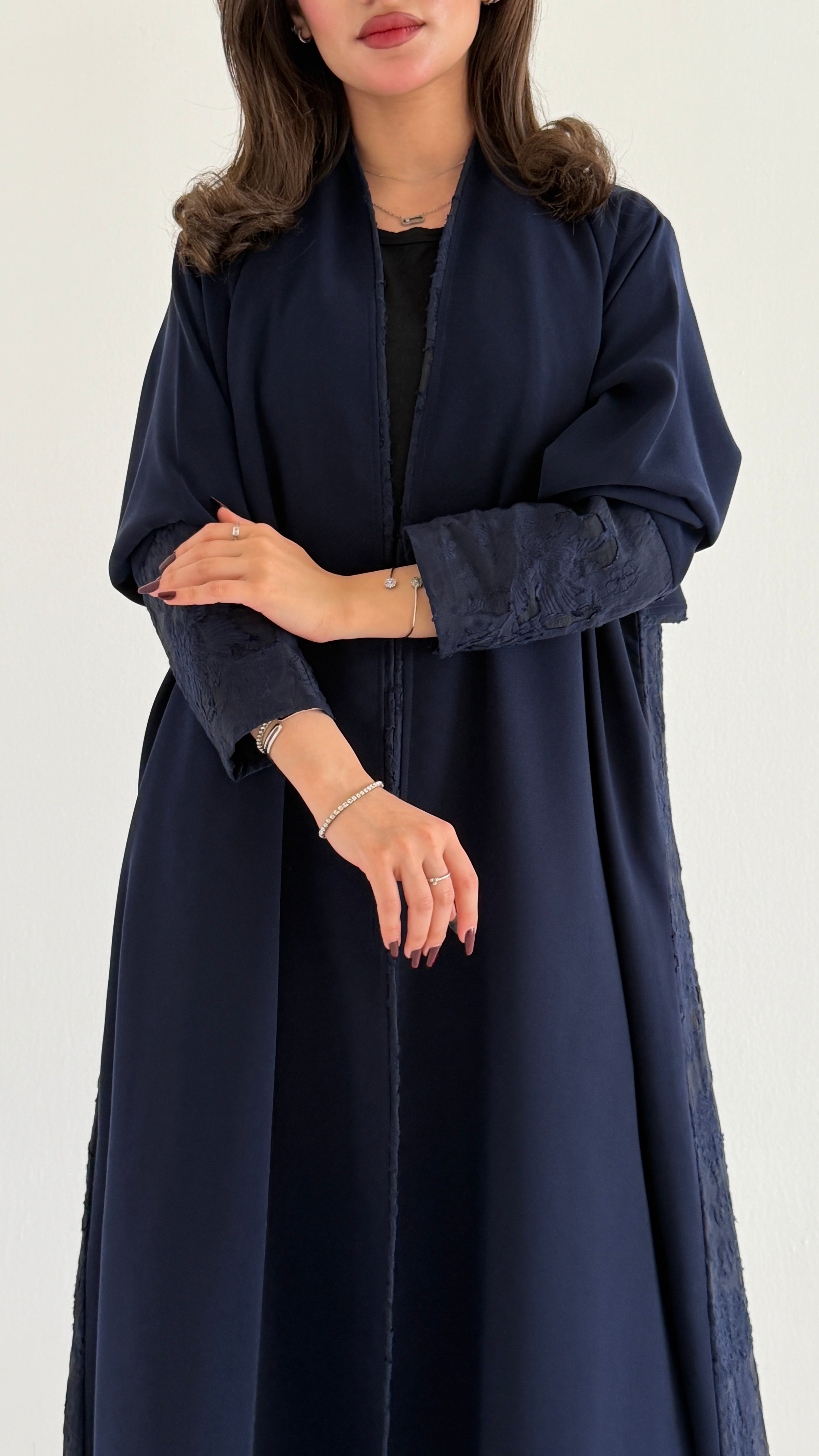 MWT1086 - عباية مع تدخيله مشجر |Abaya with floral inserts - Aya